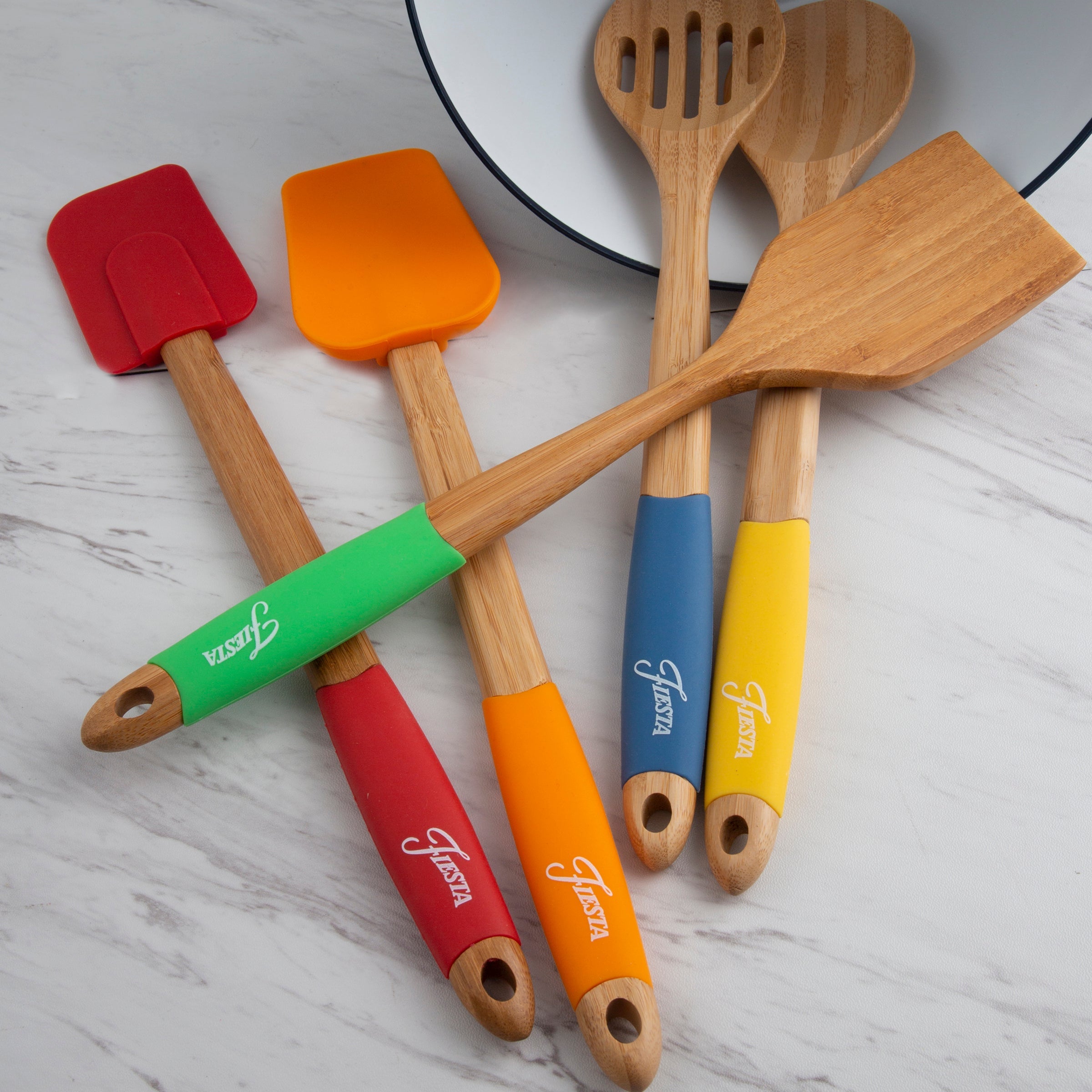 Premium 5-Piece Bamboo & Silicone Kitchen Utensil Set - Non-Slip Heat-Resistant Cooking Tools for Baking, Stirring, Flipping - Perfect for Home Chefs & Eco-Friendly Kitchens