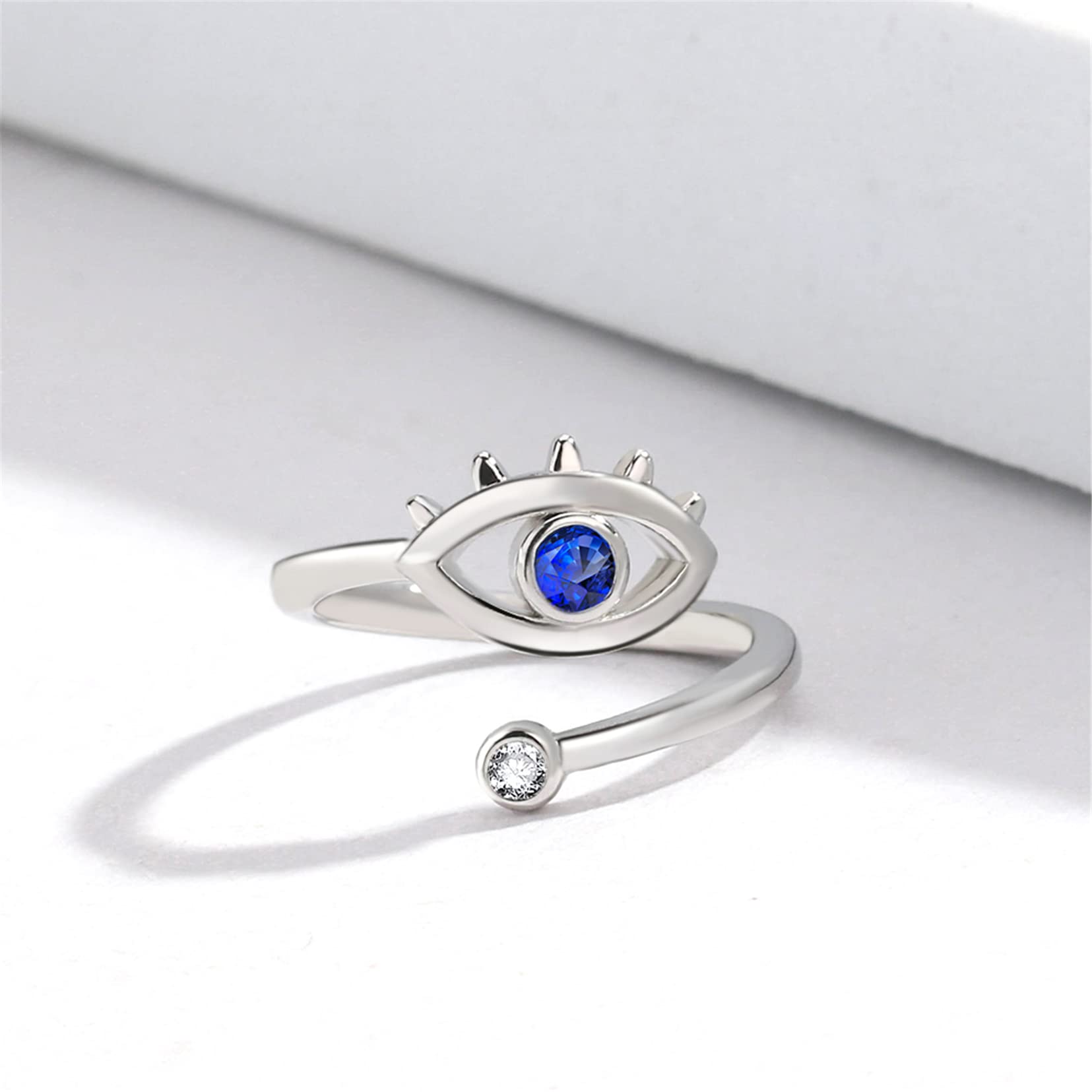 Evil Eye Ring for Women - Adjustable Cubic Zirconia Blue Eye Wrap Ring for Protection & Good Luck | Perfect for Everyday Wear, Gifts & Spiritual Jewelry Collection