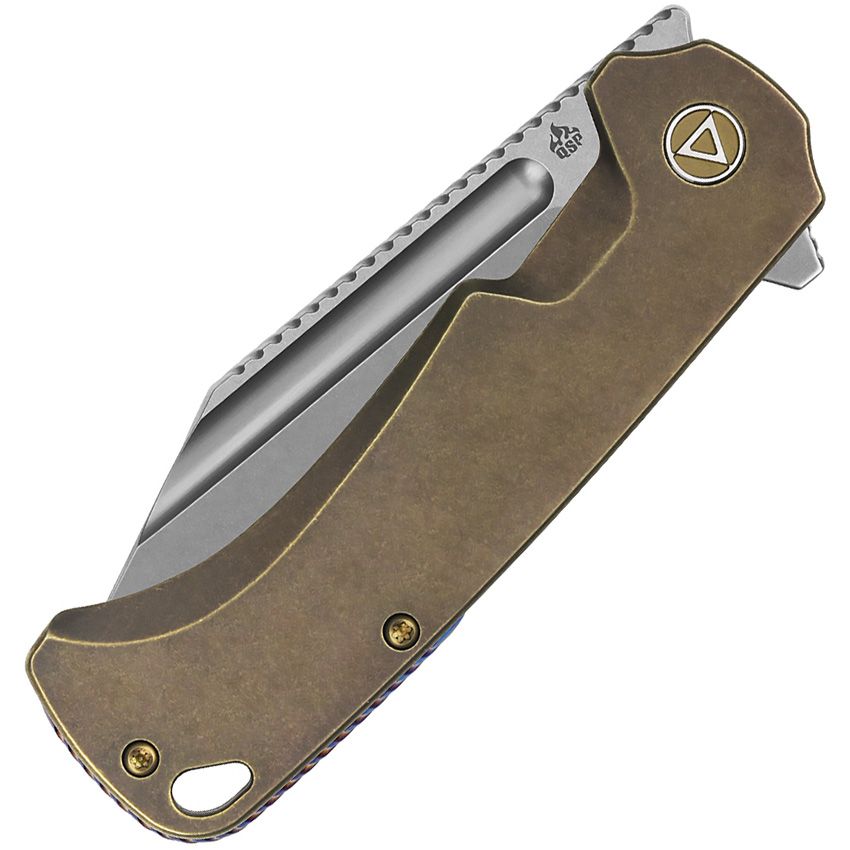 QSP Rhino M390 Folding Pocket Knife - Bronzed Titanium Handle, QS143 D - EDC, Outdoor Camping & Everyday Carry Knife