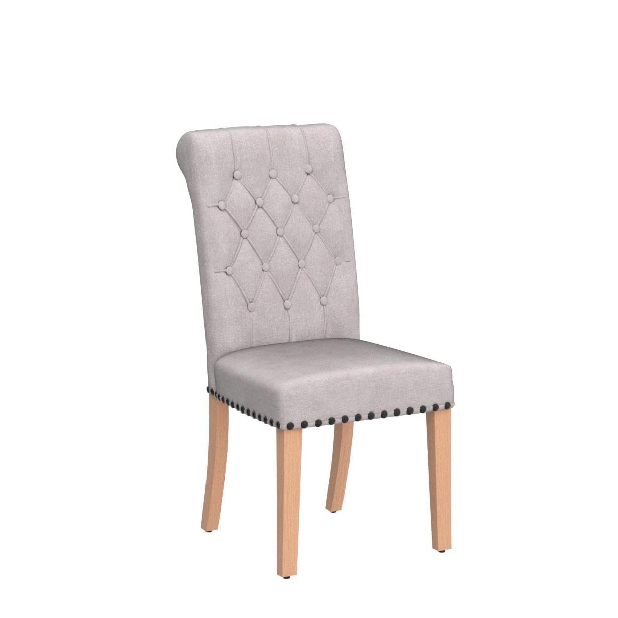 4-Piece Fabric Dining Chair Set - Tufted Upholstered High Back with Nailhead Trim & Solid Oak Wood Legs for Kitchen, Restaurant, Dining Room | Perfect for Home Decor, Family Gatherings & Commercial Use