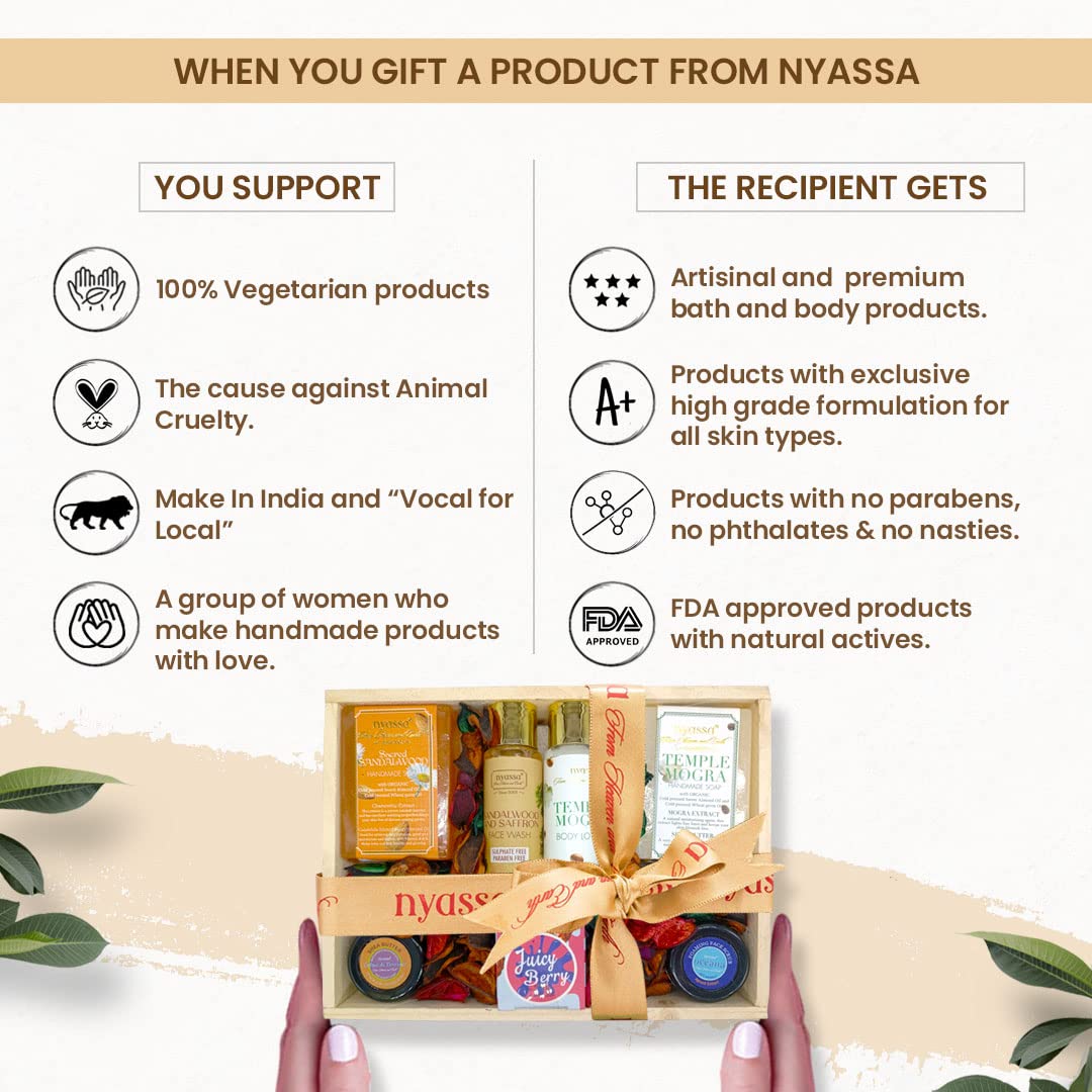 NYASSA Premium Bath and Body Care Gift Set for Women & Men - 7-Piece Luxury Spa Kit with Natural Ingredients in Elegant Wooden Box - Perfect for Anniversary, Birthday, Valentine's Day & Self-Care Moments