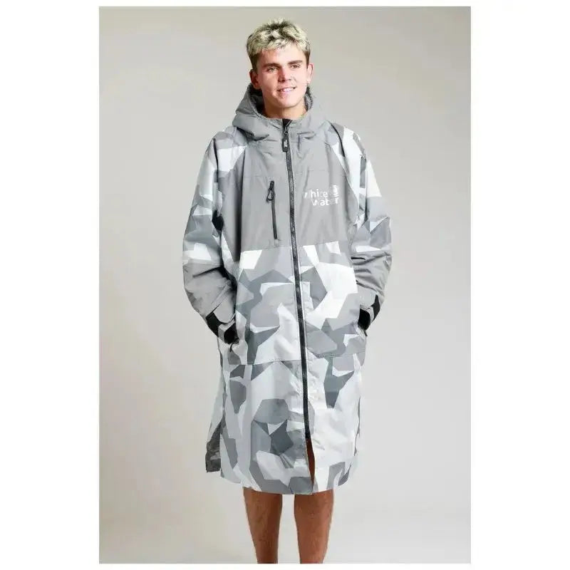 Arctic Camo Waterproof Swimming Robe for Adults - Unisex Hard Shell Quick-Dry Bathrobe for Beach, Pool & Outdoor Activities