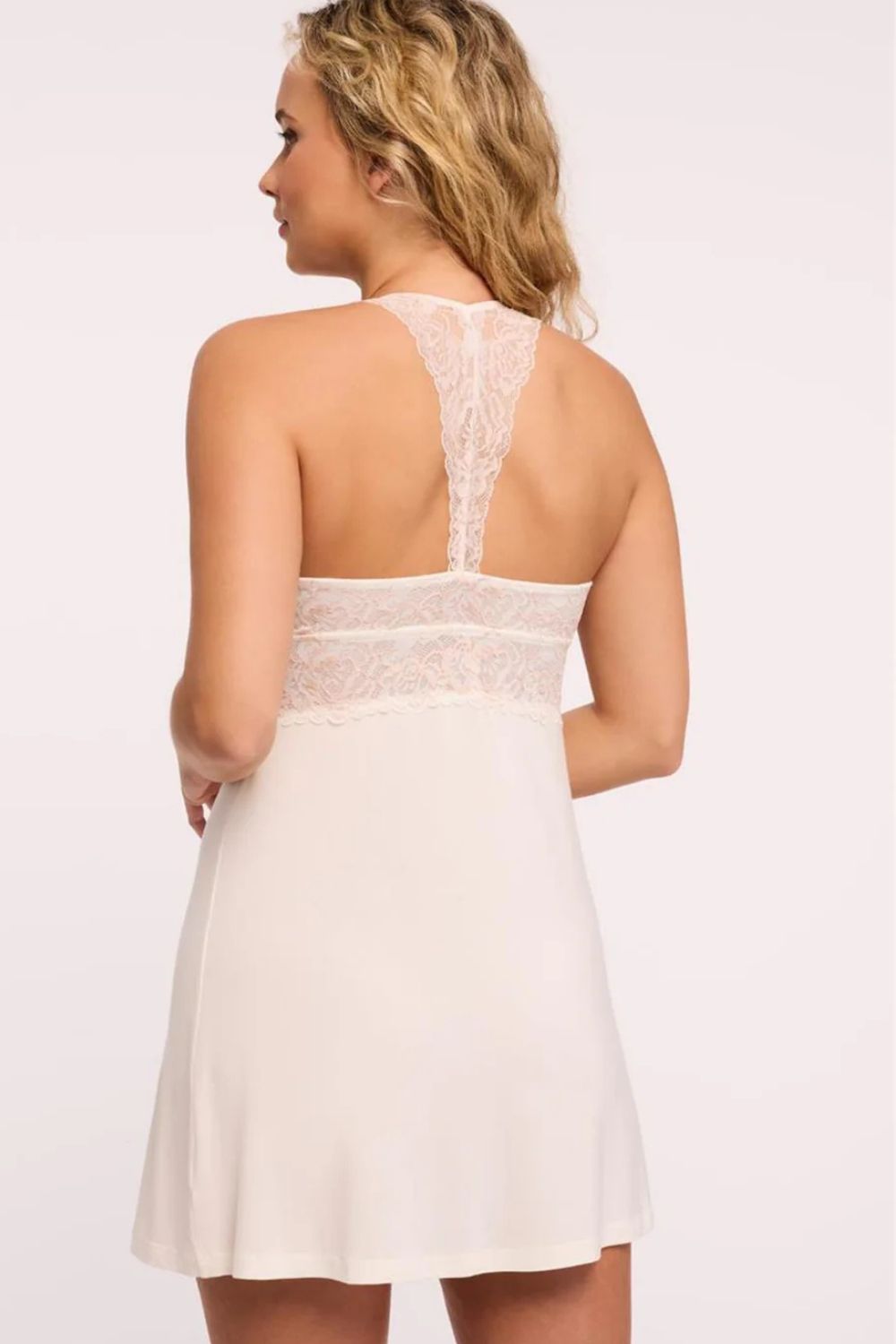 Blissful Double Triangle Chemise in Chantilly Champagne Lace - Sexy Lingerie for Women, Romantic Nightwear for Valentine's Day & Special Occasions