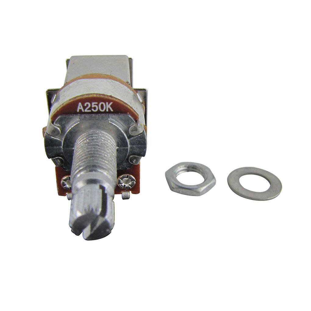 FLEOR 2pcs 18mm A250K Push Pull Guitar Potentiometers with Split Shaft - Audio Taper Volume & Tone Control for Electric Guitar, Bass, and DIY Projects - Perfect for Upgrades, Repairs, and Custom Builds