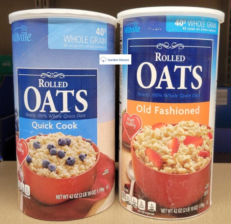 Millville Rolled Oats - 100% Whole Grain Hearty Oats, Quick Cook & Old Fashioned, 42oz (1.19kg) 2-Pack - Perfect for Breakfast, Baking & Healthy Snacks