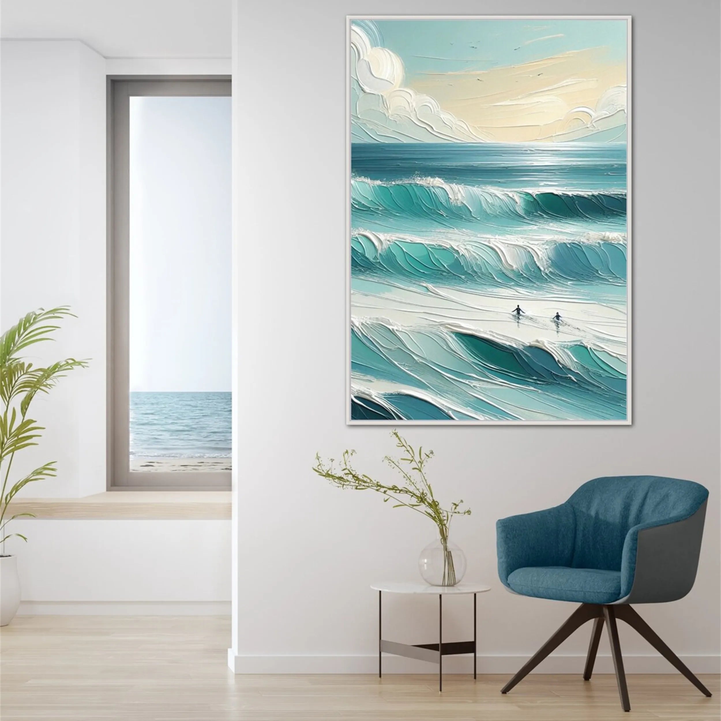 Ocean and Sky Painting #OS 138 - Handmade Canvas Wall Art for Home Decor, Office & Living Room