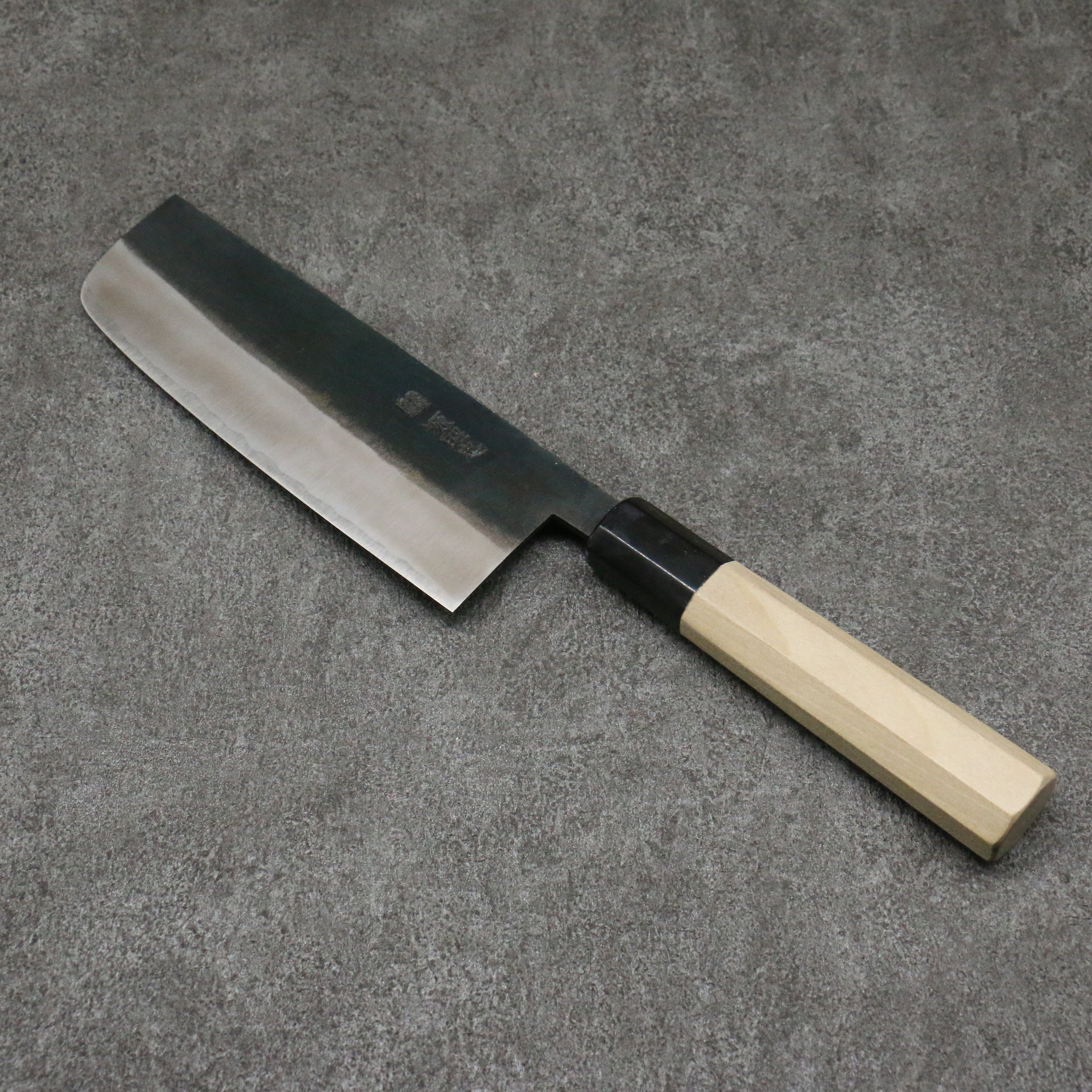 Premium Japanese Nakiri Knife - Minamoto Akitada White Steel No.2 Kurouchi 165mm with Magnolia Handle - Perfect for Vegetable Chopping, Slicing & Food Prep in Professional & Home Kitchens