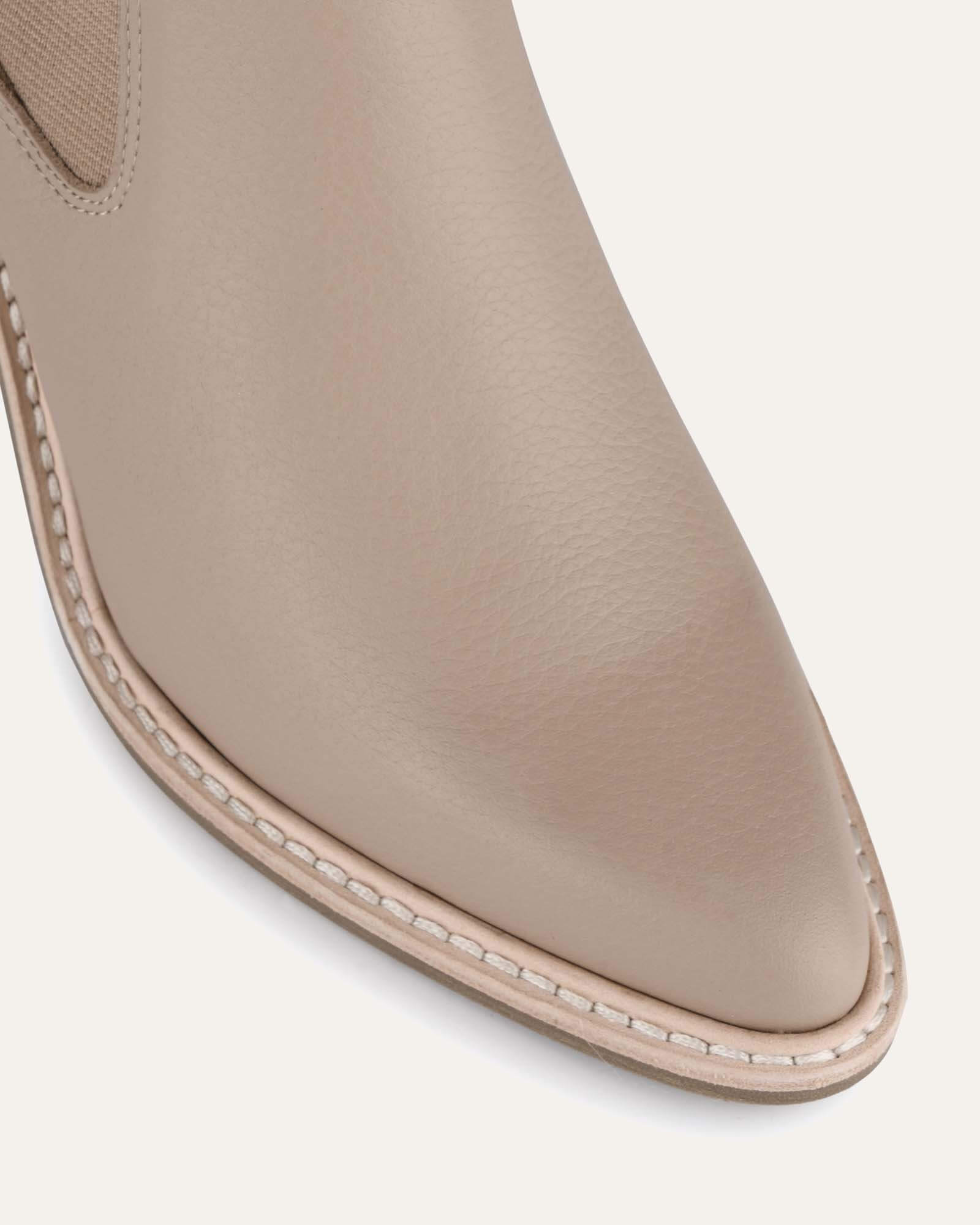 Luxury High Ankle Boots for Women - Genuine Taupe Leather - Comfortable & Stylish for Fall, Winter, and Casual Outfits