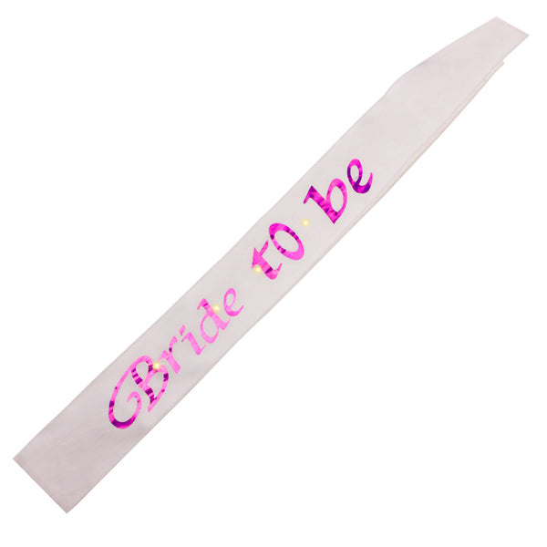 Bride to Be White Flashing Hen's Night Party Sash - Bachelorette Party Accessory for Wedding Showers & Girls Night Out