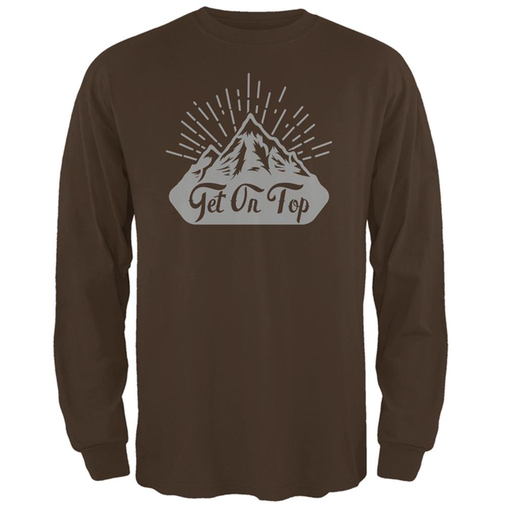 Men's Hiking Long Sleeve T-Shirt - Brown MD for Mountain Trekking