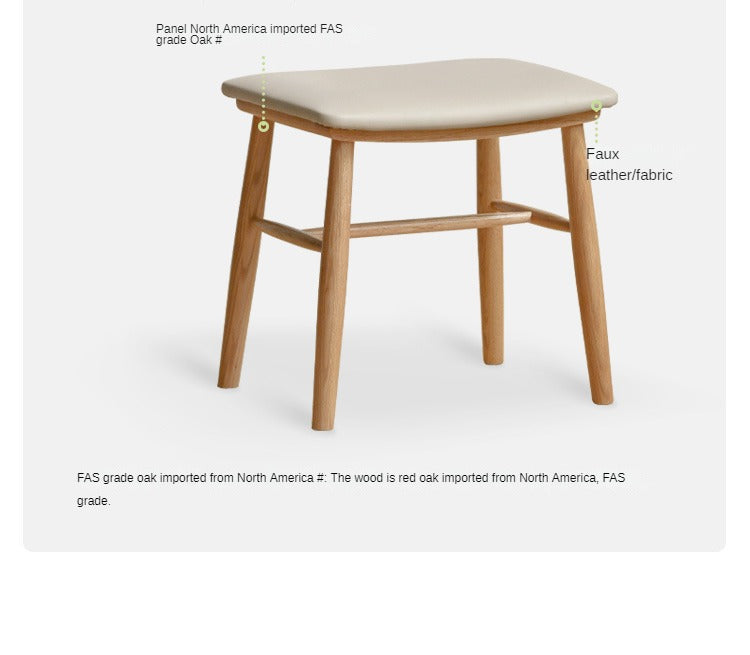 Solid Oak Wood Modern Dressing Stool - Elegant Vanity Seat with Storage for Bedroom & Bathroom | Perfect Makeup Stool, Shoe Bench & Home Decor