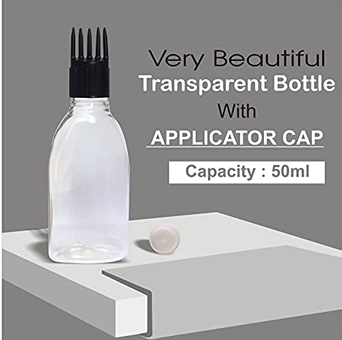 Zenvista 50ml Empty Cosmetic Bottles - Transparent Shampoo, Hair Oil, Sanitizer & Lotion Containers with Applicator Cap & Pump Dispenser (Pack of 5) - Perfect for DIY Beauty Products, Travel Size Toiletries & Home Organization
