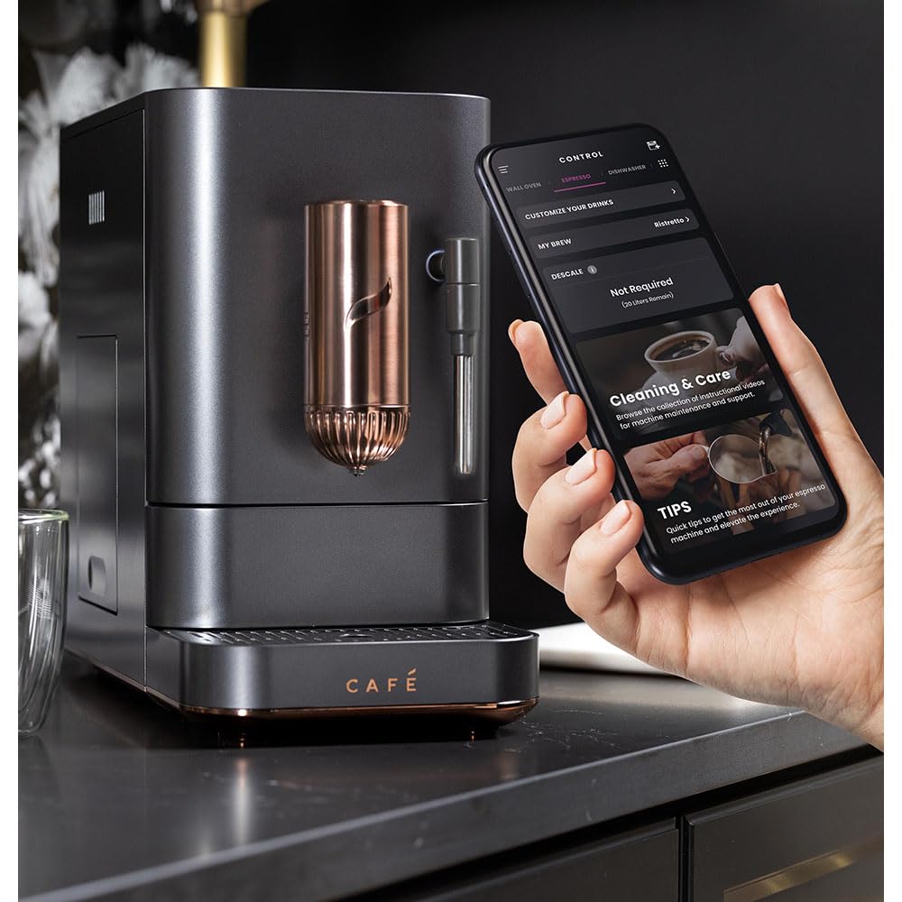 Café Affetto Automatic Espresso Machine with Milk Frother & Built-in Adjustable Coffee Grinder - 1.2L Matte Black (C7CEBBS3RD3) | One-Touch 90-Second Brewing | Perfect for Home Baristas & Office Coffee Stations
