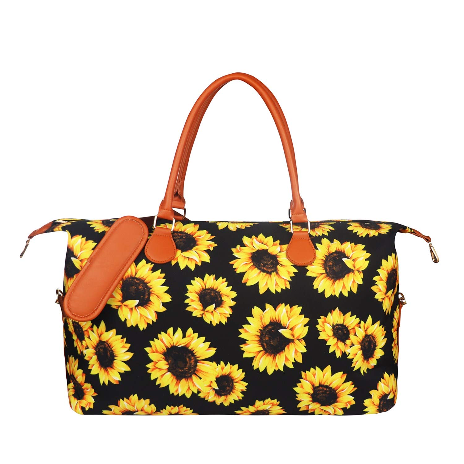 MONOBLANKS Weekender Duffle Bag - Canvas & Leather Overnight Travel Bag with Adjustable Shoulder Strap - Perfect for Gym, Weekend Getaways & Business Trips (Sunflower Yellow)