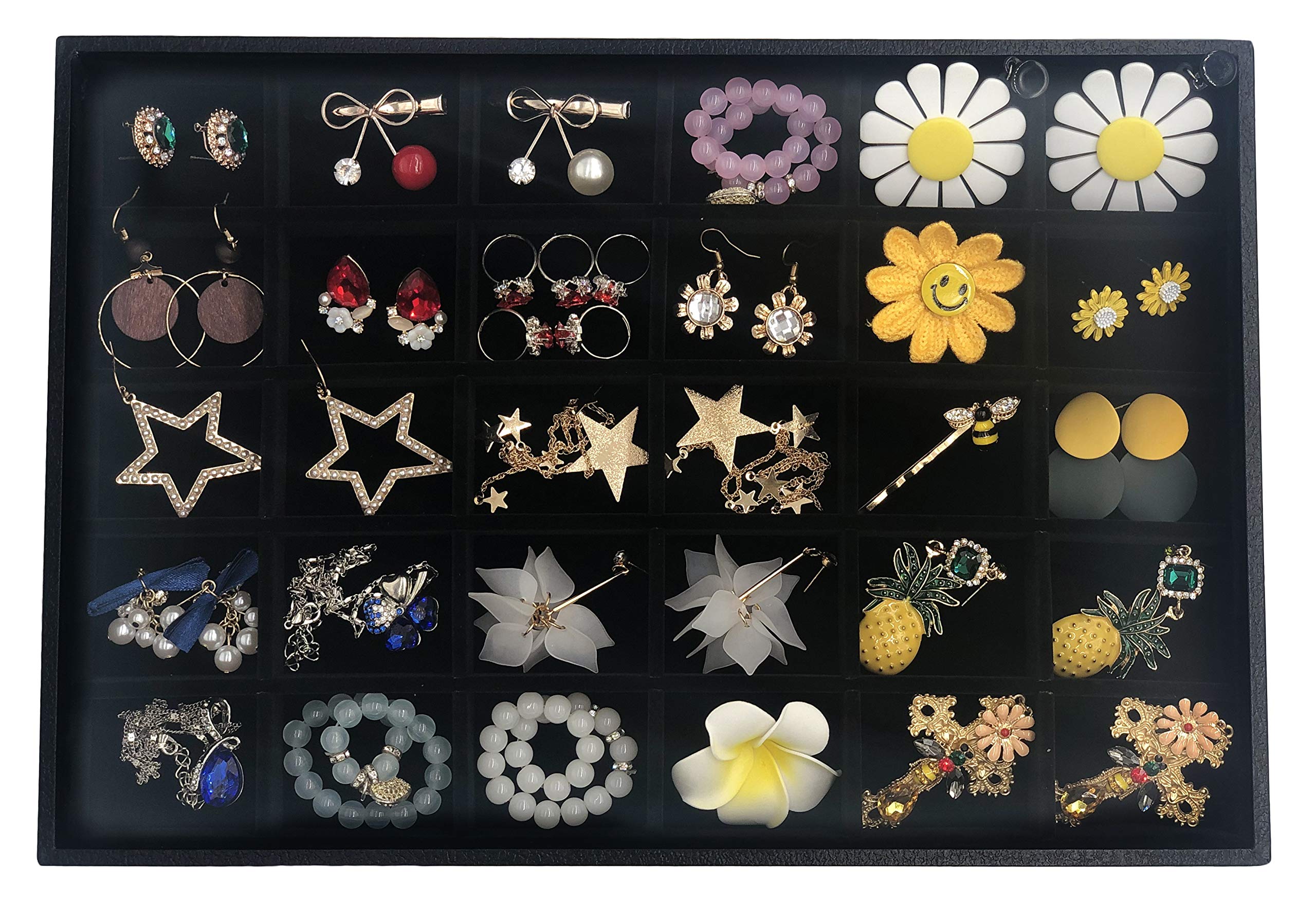 Stratalife Stackable Jewelry Organizer Drawer Tray - 30 Grid Removable Jewelry Storage Case for Rings, Earrings & Necklaces | Perfect for Bedroom Vanity, Closet Organization & Travel Jewelry Display