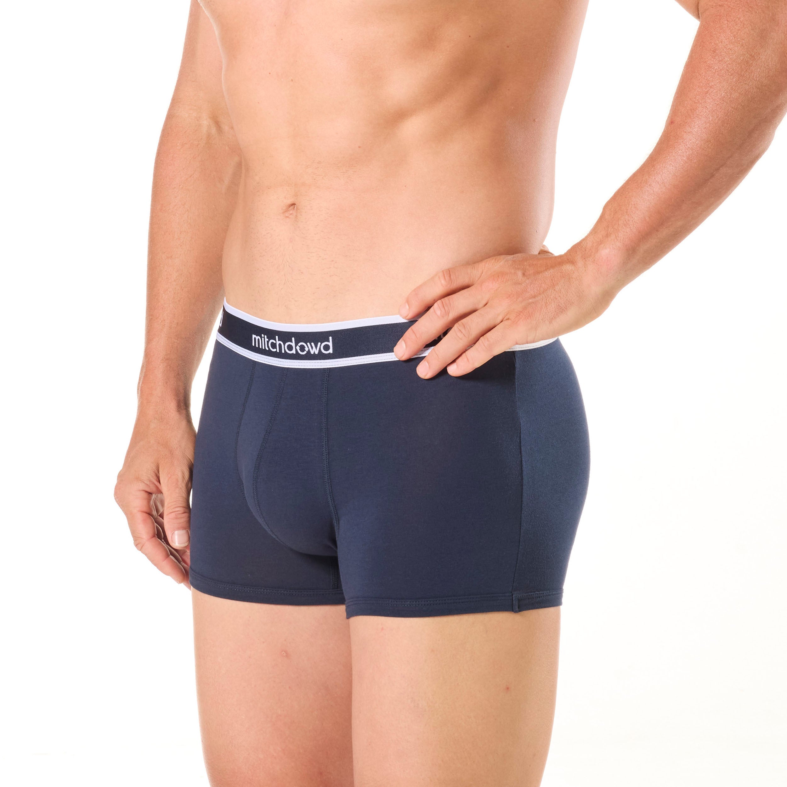 Men's 5-Pack Plain Cotton Trunk Underwear - Soft Breathable Boxer Briefs in Navy Blue for Everyday Comfort & Active Wear