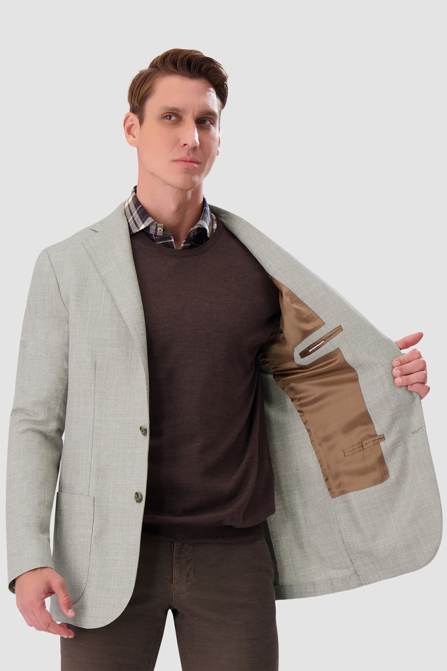 Barba Napoli Light Grey Long 2B Blazer for Men | Premium Wool Business Suit Jacket | Formal Office Wear & Special Occasions