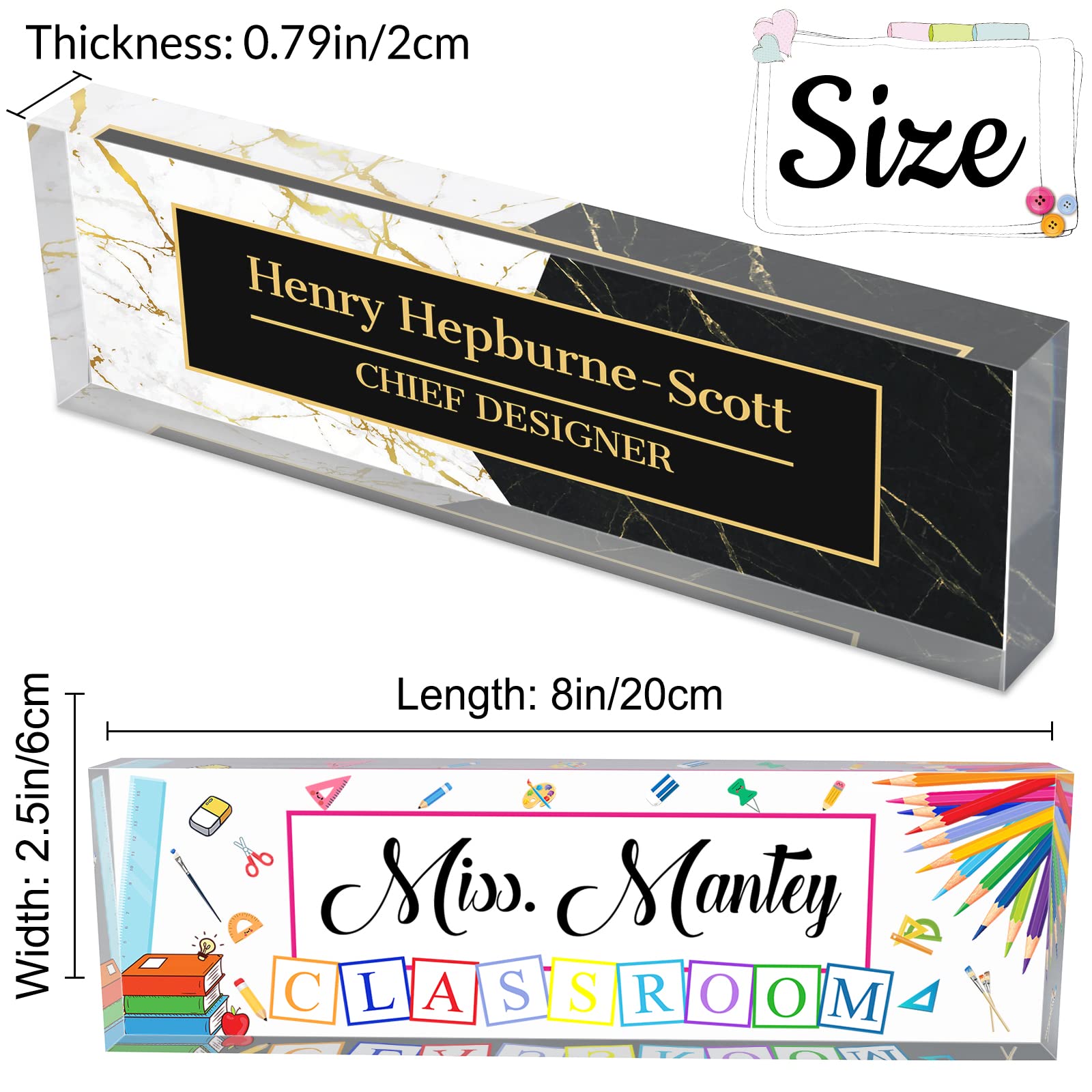 Custom Acrylic Desk Name Plate - Personalized Office Nameplate Sign for Professional Workspace Décor - Perfect for Employee Appreciation Gifts & Corporate Awards