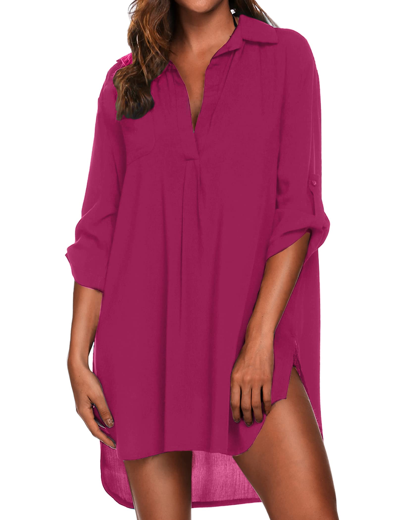 Ekouaer Women's Swimsuit Cover Up - Lightweight Beach Shirt, Bikini Beachwear, Bathing Suit Dress for Pool, Vacation & Summer Outfits