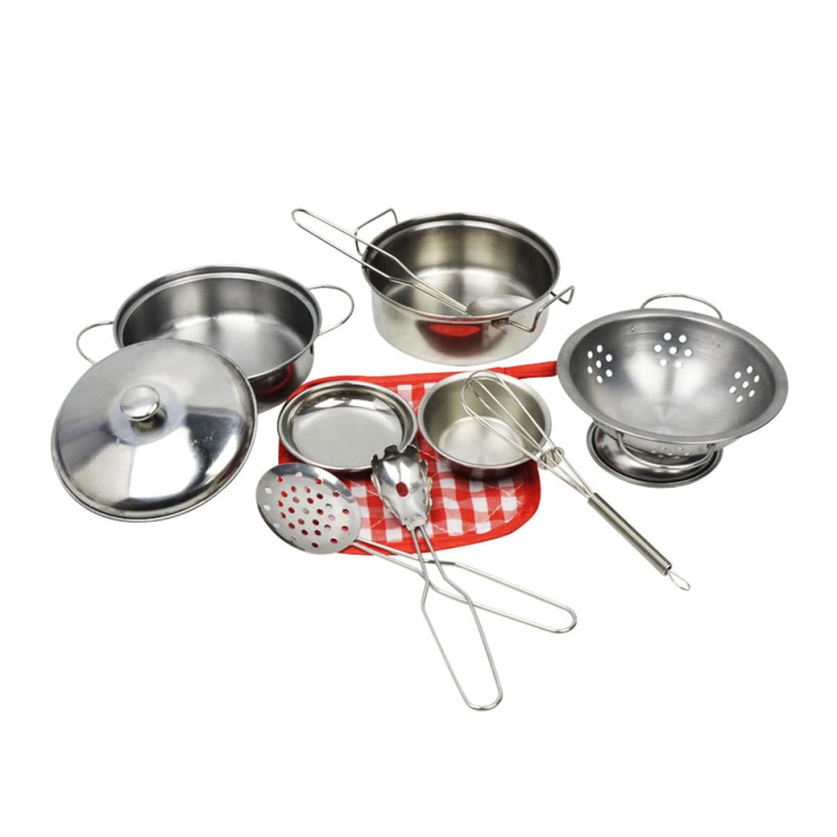 Toyvian Stainless Steel Pretend Kitchen Playset for Kids - 1 Set Pretend Cookware & Utensils Toy Kit with Serving Tools | Educational Role Play Toys for Toddlers & Children | Perfect for Birthday Gifts & Pretend Cooking Games