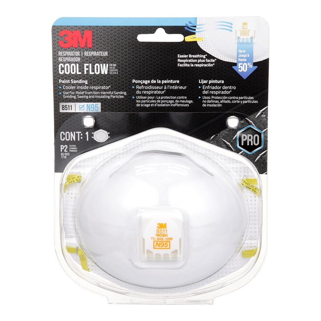 3M 8511P1 Paint & Sanding Respirator with Valve - N95 Dust Mask for Woodworking, Construction & DIY Projects - Comfortable & Breathable Safety Mask