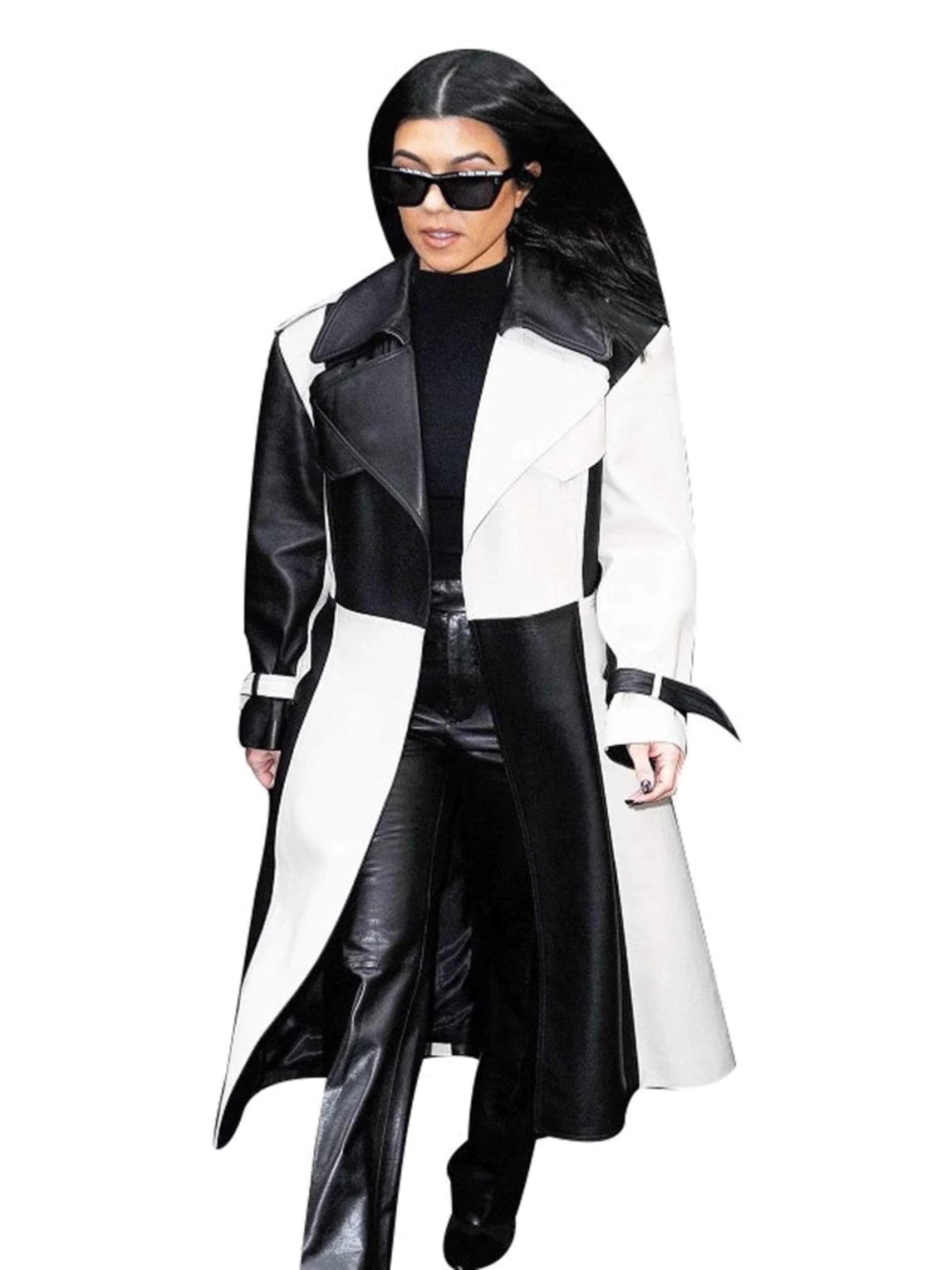 Women's Designer Black Leather Trench Coat - Long Waterproof Overcoat for Fall & Winter Fashion | Office Wear, Date Night & Formal Occasions
