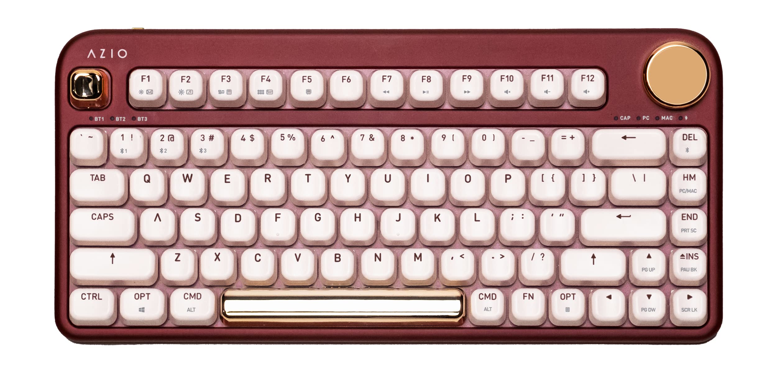 Azio IZO Wireless Bluetooth 5.0 & USB Mechanical Keyboard for PC & Mac - Baroque Rose Color - Perfect for Home Office, Gaming & Typing