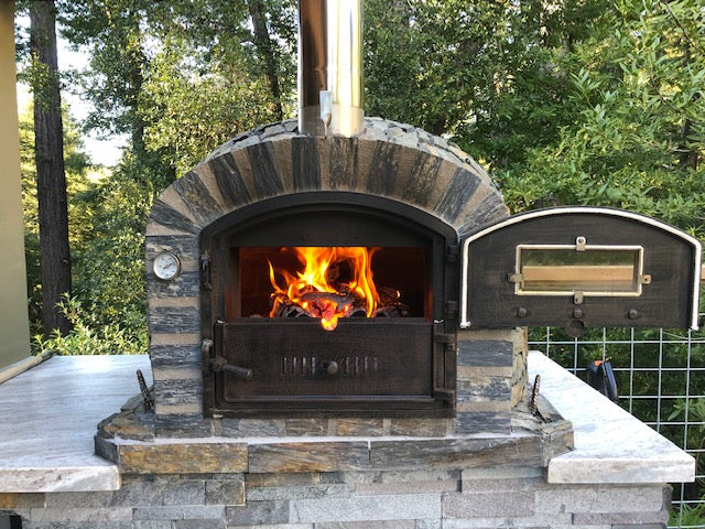 Premium LISBOA STONE FINISH Outdoor Pizza Oven - Authentic Wood Fired Brick Oven for Backyard, Patio & Garden - Perfect for Homemade Pizza, Bread & Italian Cooking