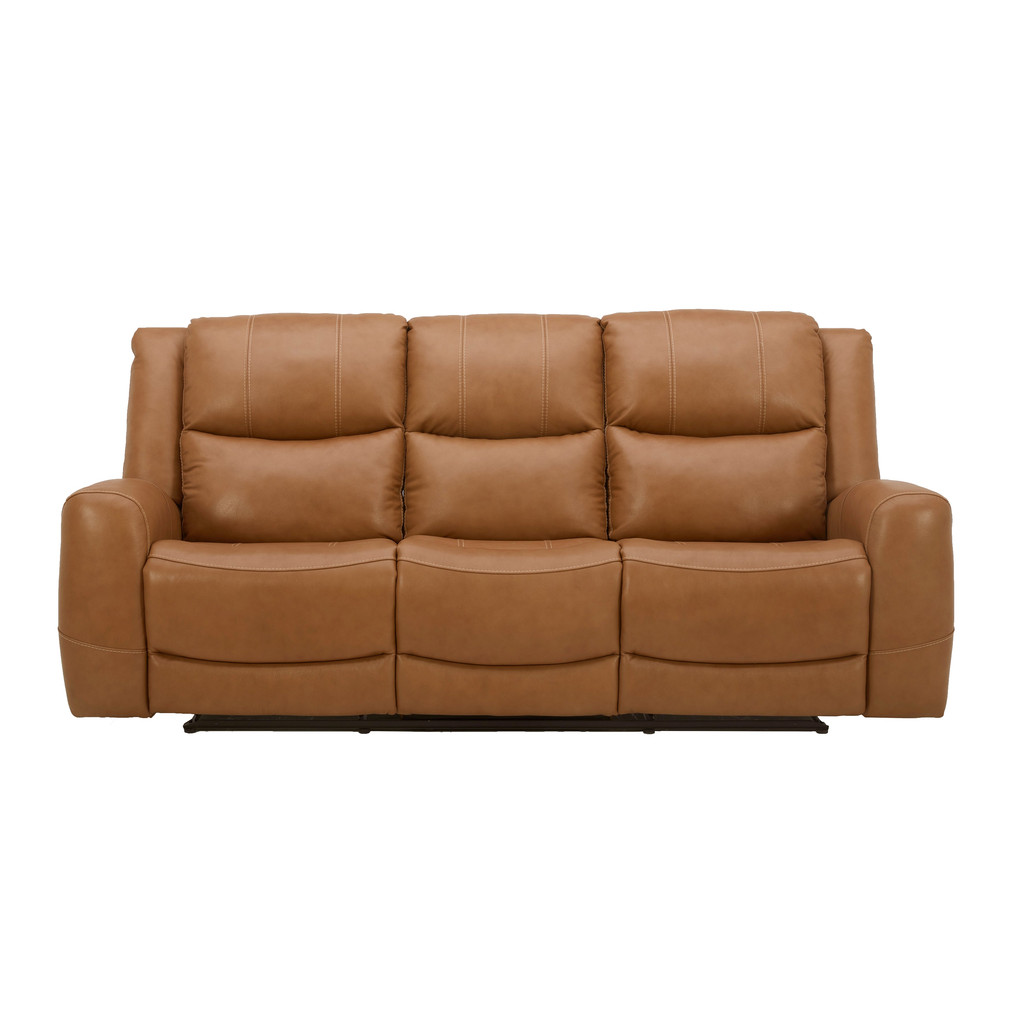 Roundhill Furniture Cozura Genuine Leather Power Dual Reclining Sofa - 3-Seater Living Room Couch with USB Charging for Home Theater & Family Relaxation