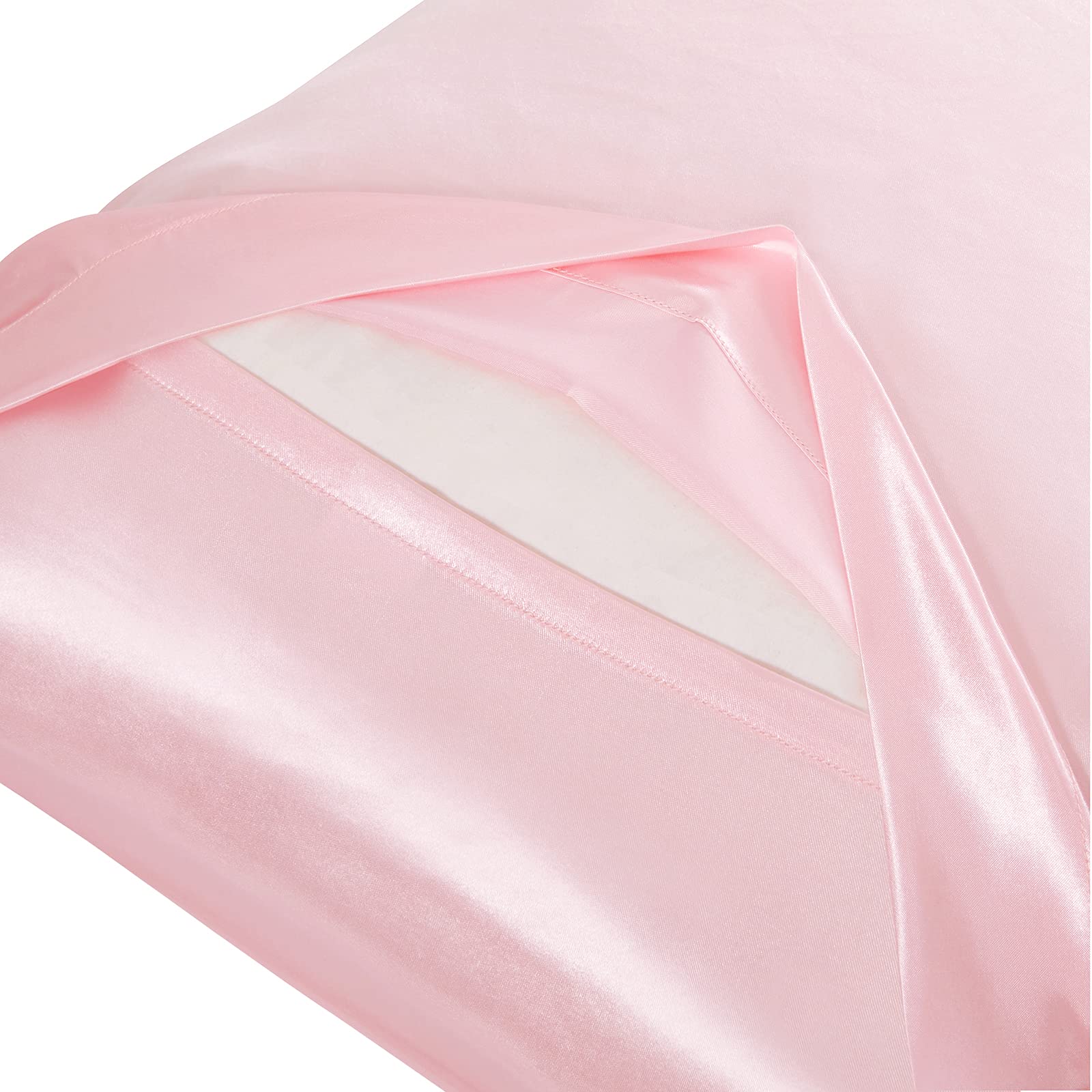 Ersmak 2-Pack Satin Body Pillow Cover Set - 20x54 Inches Blush Pink, Ultra Soft Cooling Pillowcase for Hair & Skin Care, Silky Smooth Long Side Pillow Case with Envelope Closure - Perfect for Bedroom, Travel & Beauty Sleep