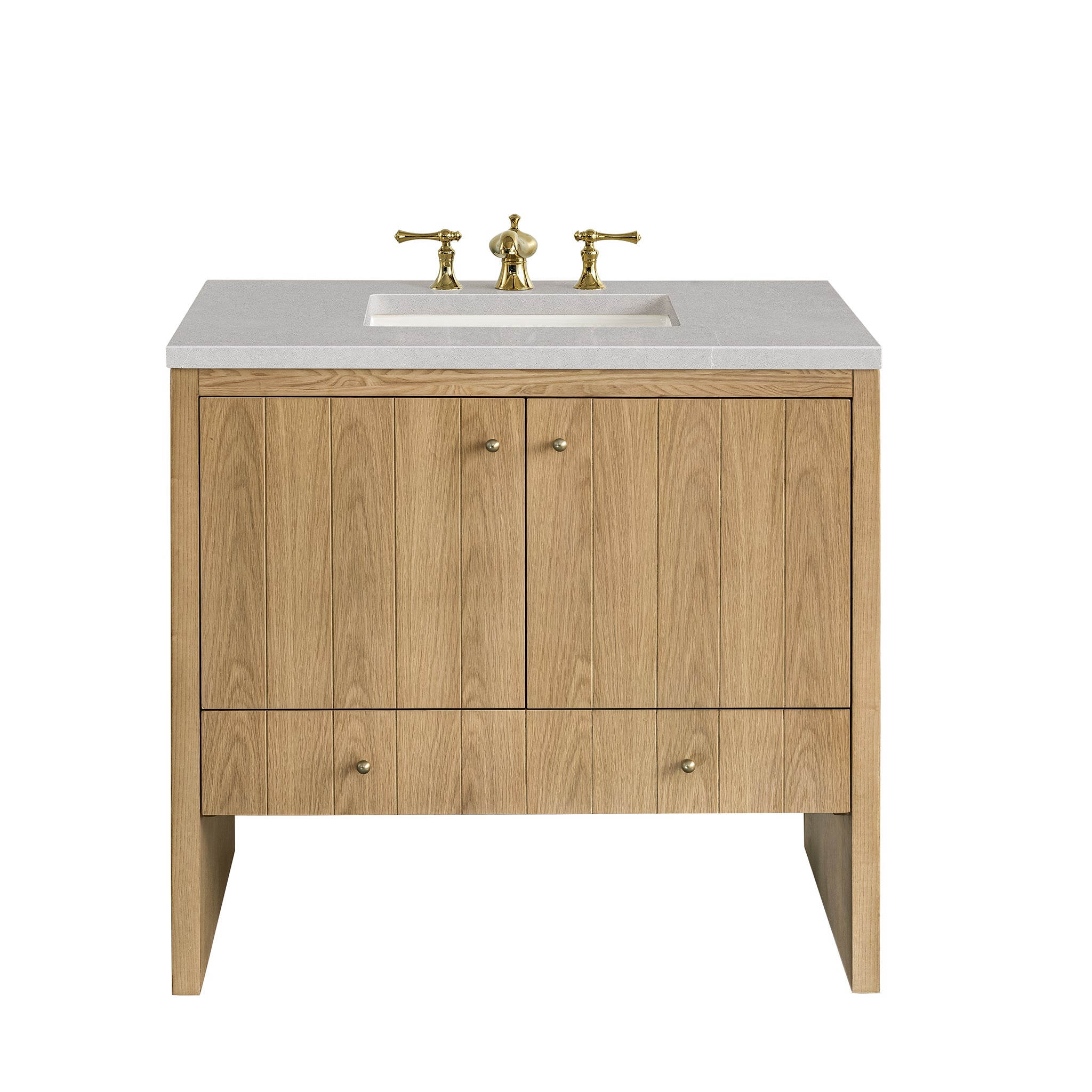 36-Inch Hudson Single Bathroom Vanity in Light Natural Oak with 3CM Eternal Serena Top - Perfect for Modern Home Bathroom Renovation