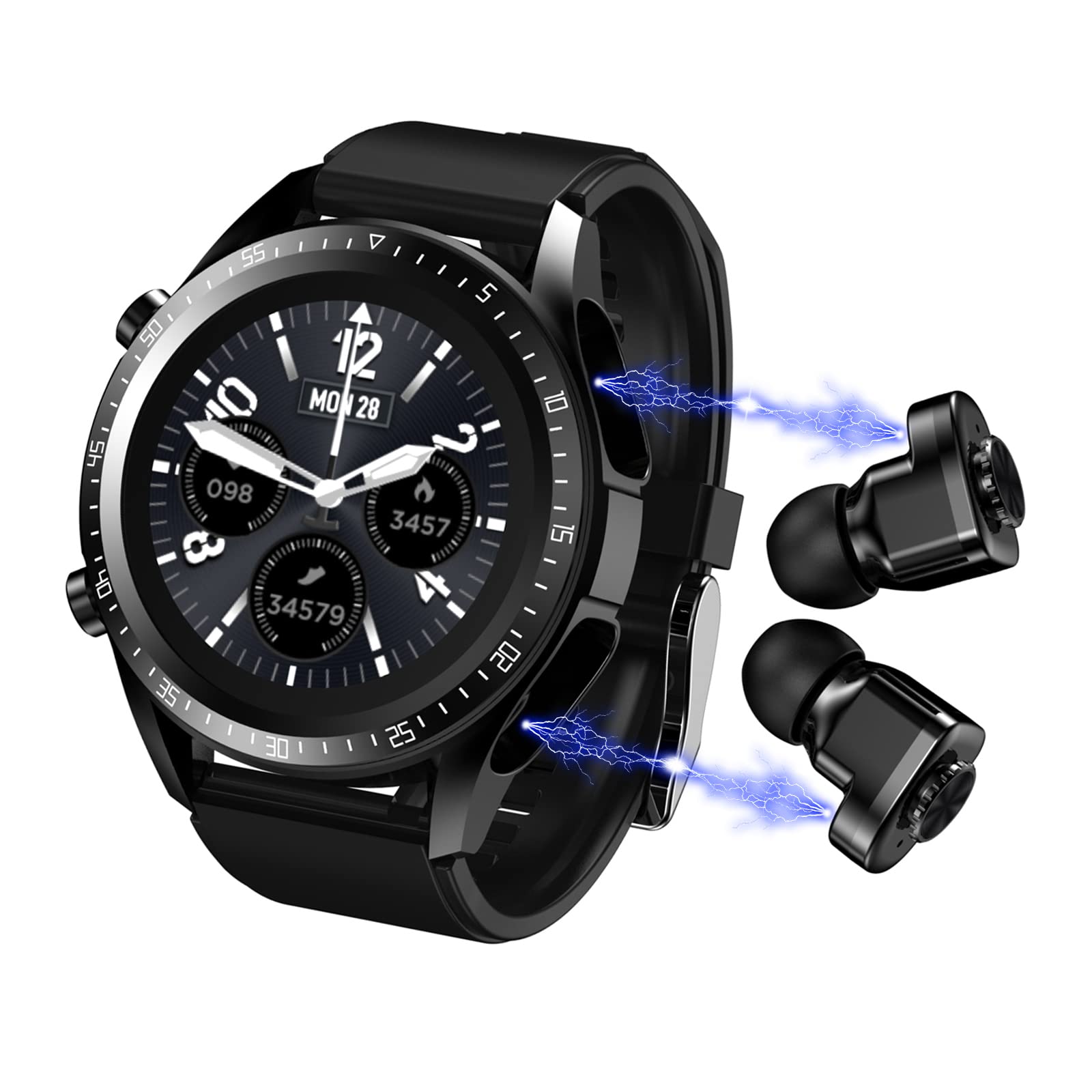 Smart Watch for Android & iPhone - Fitness Tracker with Blood Oxygen, Heart Rate & Sleep Monitor - 2-in-1 Bluetooth Sports Watch with Long Battery Life for Men & Women - Perfect for Workouts, Running & Daily Health Tracking