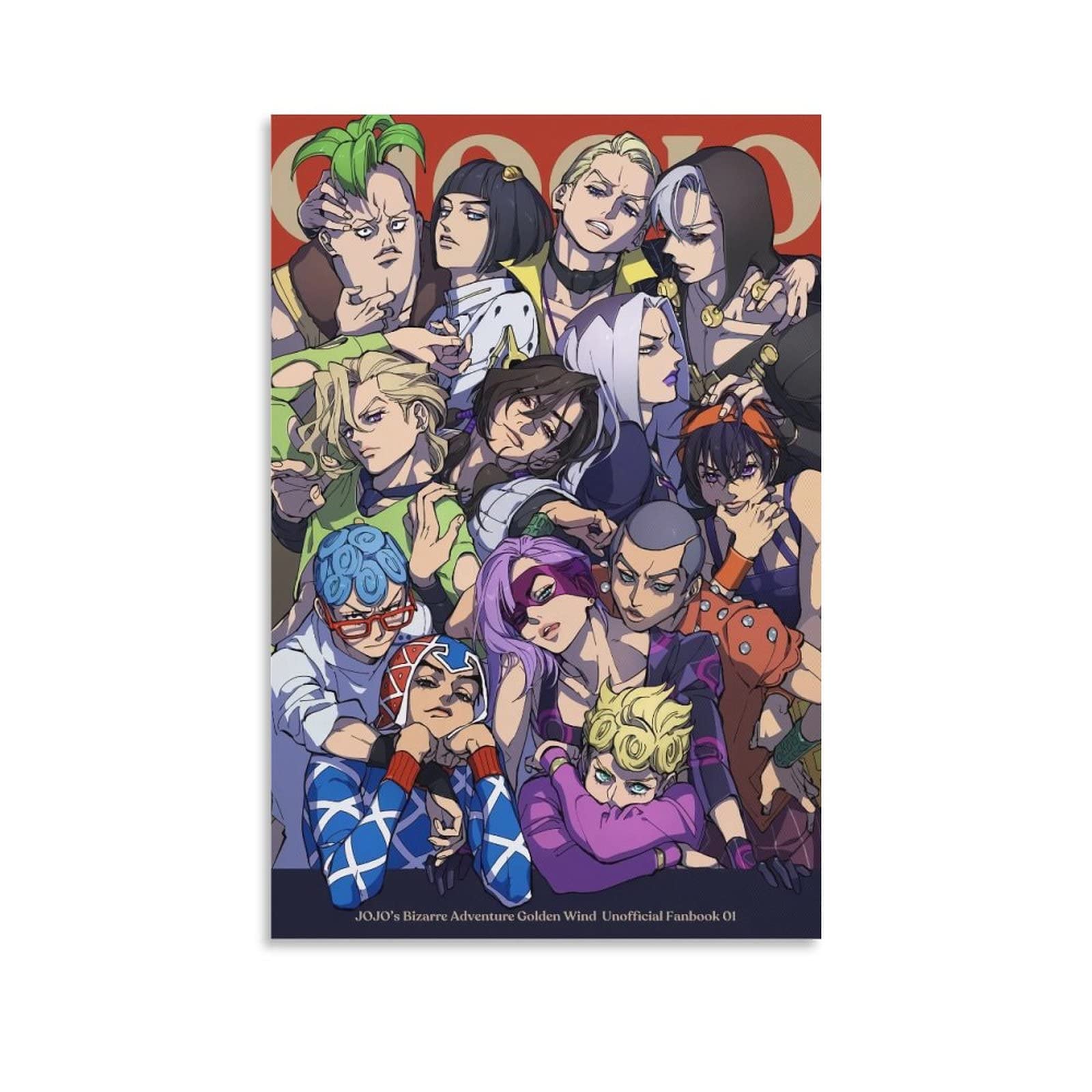 JOJO's Bizarre Adventure Golden Wind Anime Poster Set - Japanese Manga Wall Art Decor, Unofficial Fanbook Collection, Aesthetic Digital Canvas Painting for Bedroom & Office