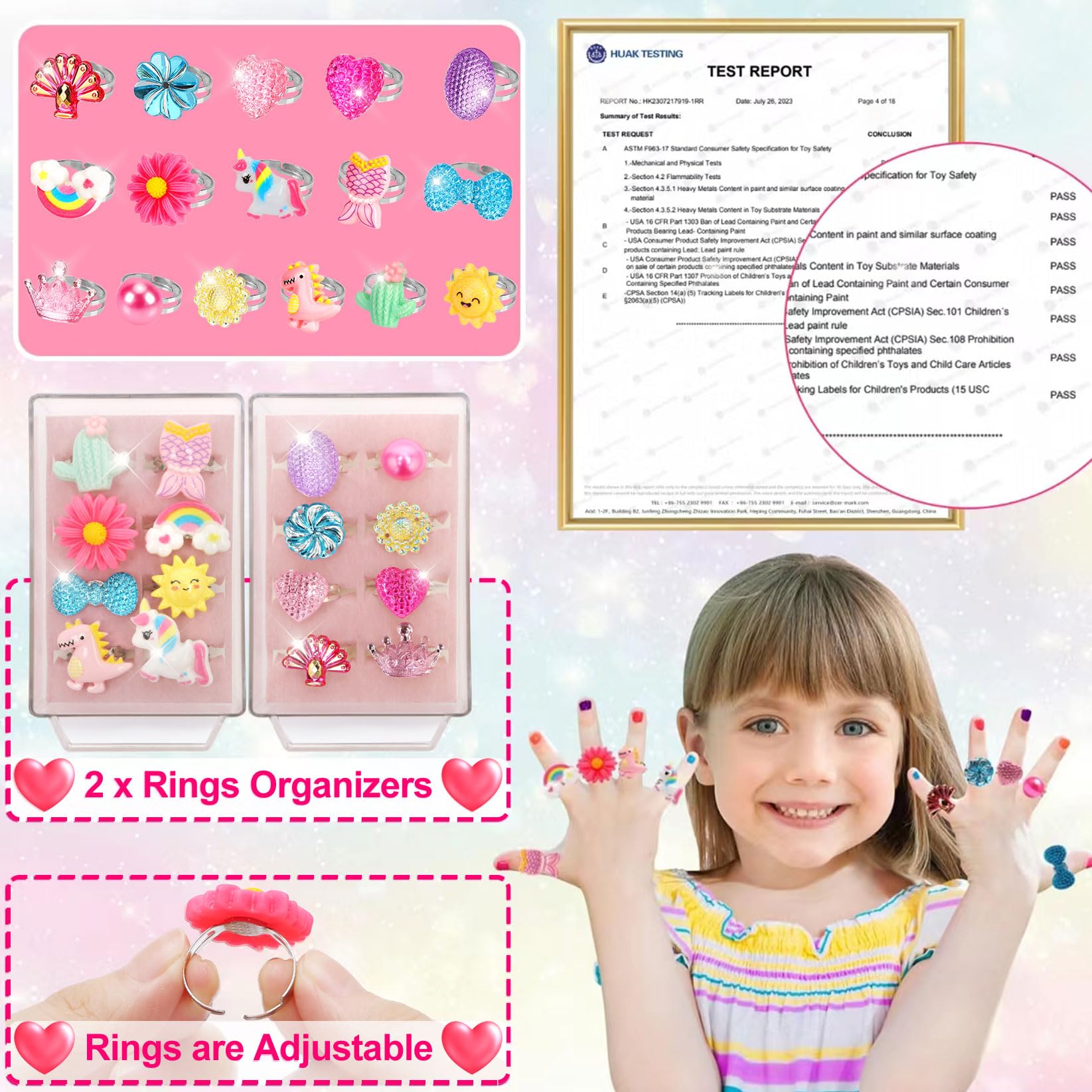 **Lovely Princess Jewelry Toy Set for Girls Age 3-10 - Sparkling Rings & Dress Up Accessories - Perfect for Birthday, Easter & Unicorn Themed Gifts - Great for Pretend Play, Tea Parties & Princess Dress Up**