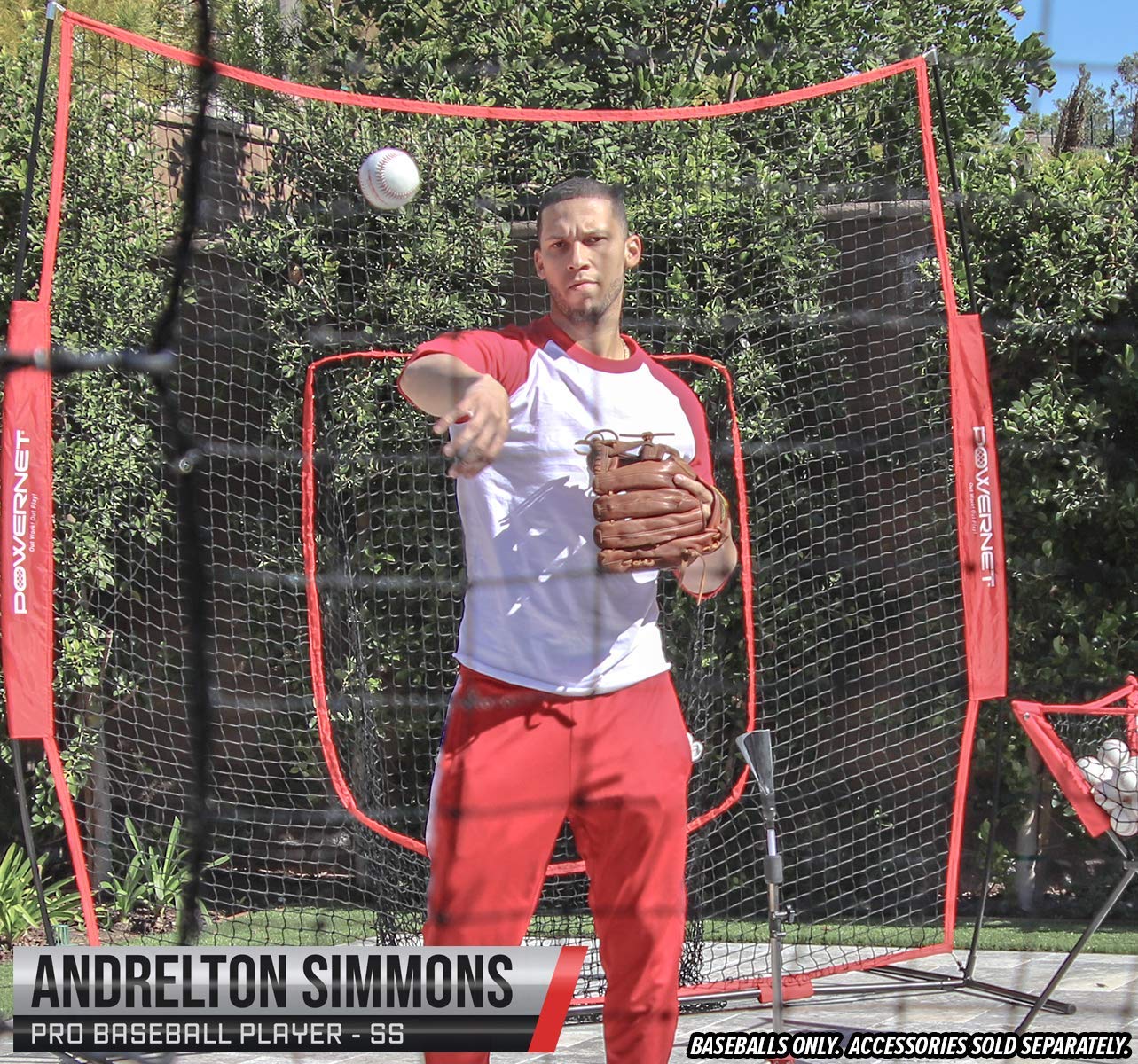 Corbin Carroll 7x7 Baseball & Softball Practice Net with Travel Tee & 12 Baseballs - Hitting, Pitching, Batting & Fielding Training Equipment for Youth & Adults - Perfect for Backyard, Field & Indoor Practice