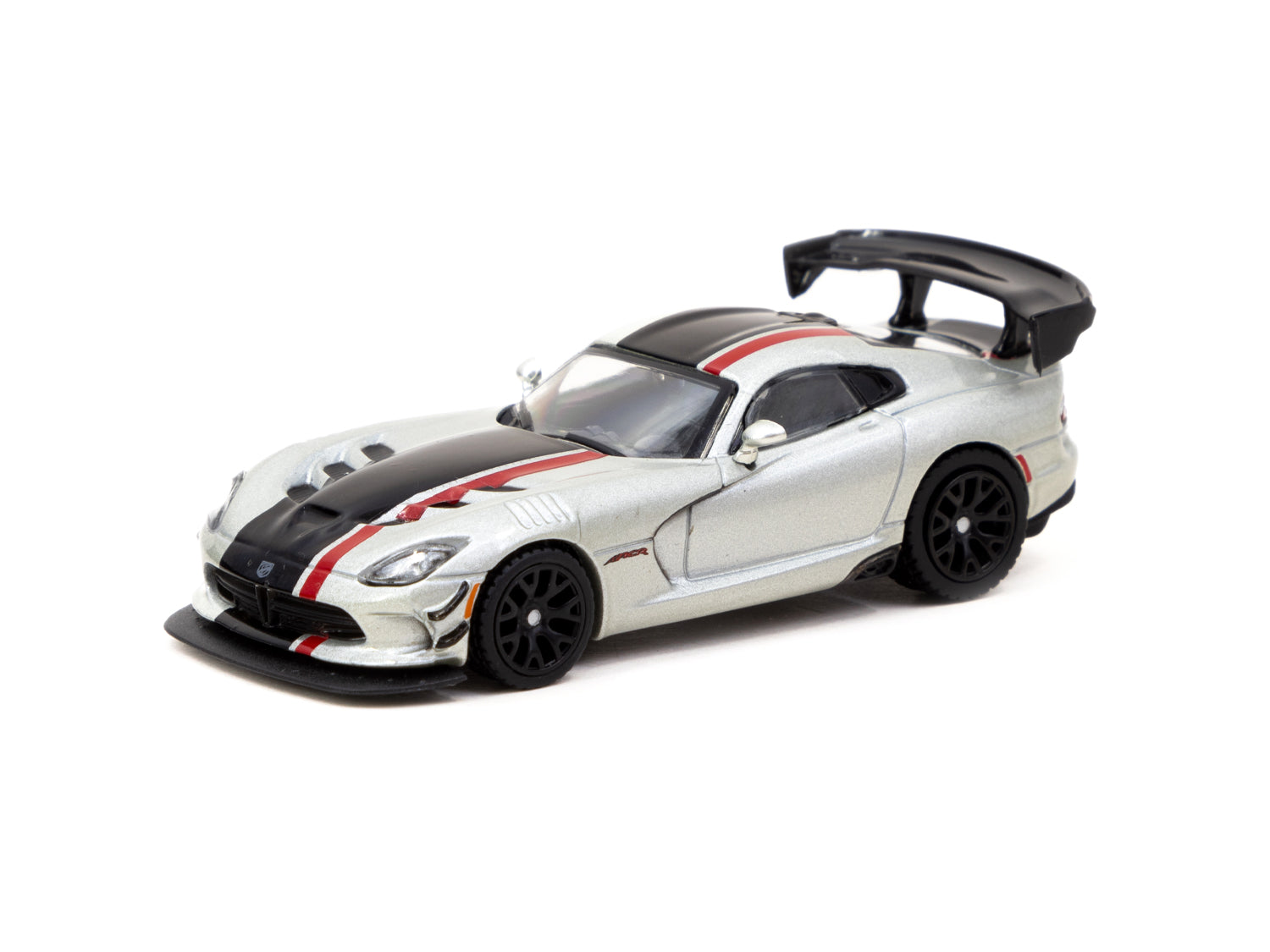 Tarmac Works 1/64 Scale Dodge Viper ACR Extreme Silver Metallic Diecast Model Car - Perfect for Collectors, Display & Racing Scenes