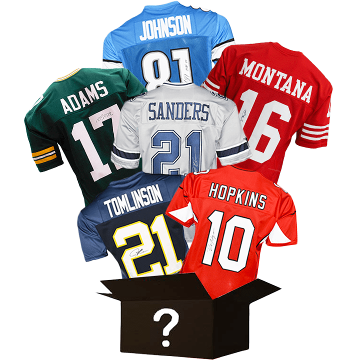 Authentic Signed Football Jersey Mystery Box - 3 Pack Collectible Guaranteed HIT (Perfect for Sports Fans, Gift Giving & Memorabilia Collection)