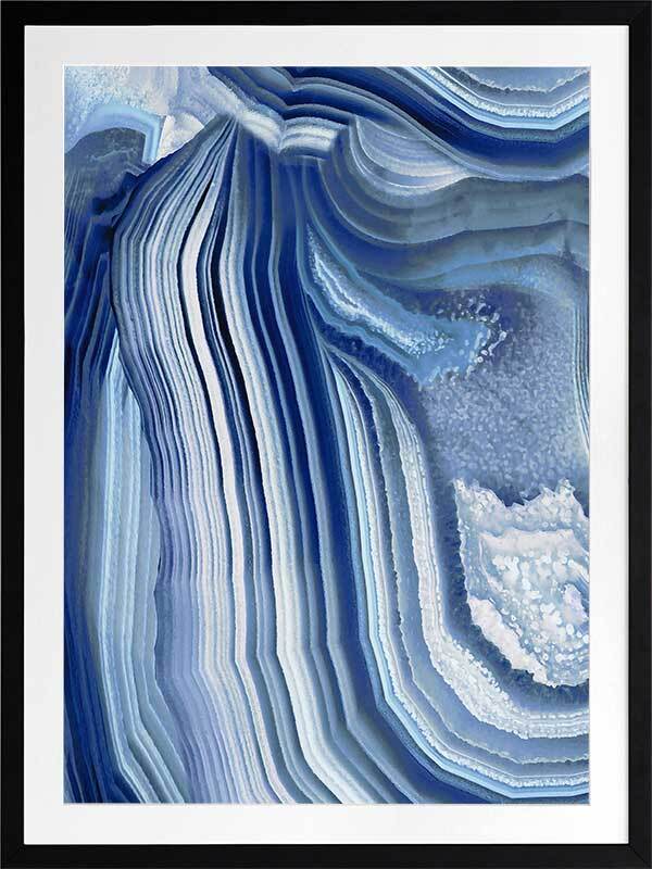 Agate Indigo II Framed Art Print - Blue Crystal Geode Wall Decor - Perfect for Living Room, Bedroom & Office Decor