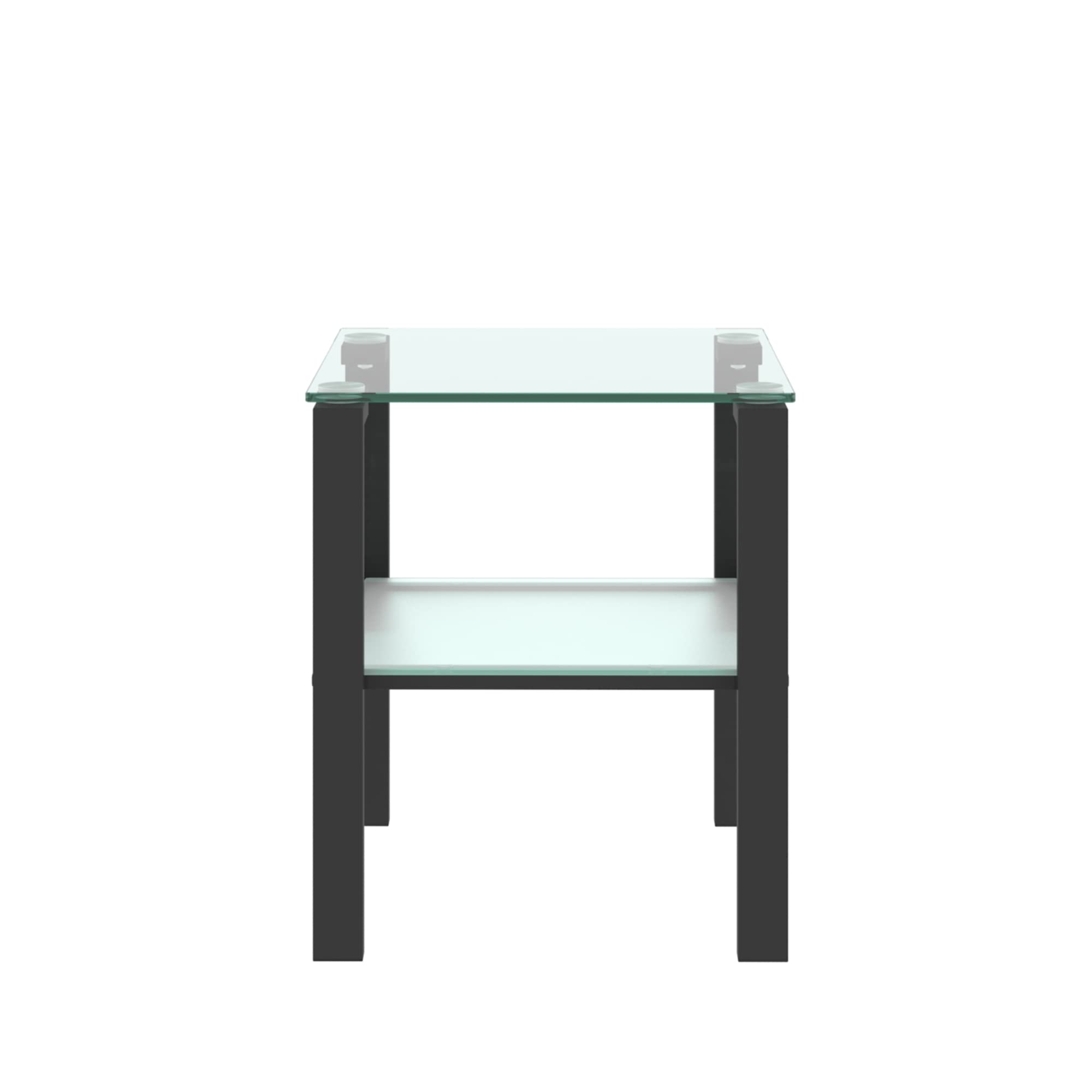 2-Tier Glass Coffee Table - Small Round Side Table for Living Room, Bedroom & Corner Spaces - Modern Black End Table for Tea, Books & Decor