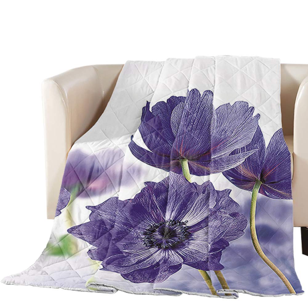 King Size Abstract Purple Flower Bedspread Quilt - All-Season Soft Comforter & Duvet Insert for Bed or Sofa | Breathable Coverlet for Adults & Kids | Perfect for Master Bedroom, Guest Room & Cozy Living Room Decor