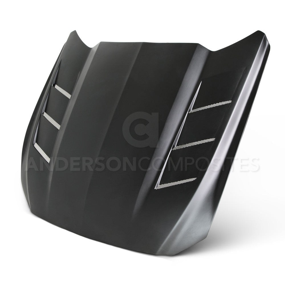 2015-2017 Ford Mustang Super Snake Carbon Fiber Double Sided Hood by Anderson Composites - Lightweight Performance Upgrade for Racing & Street Use