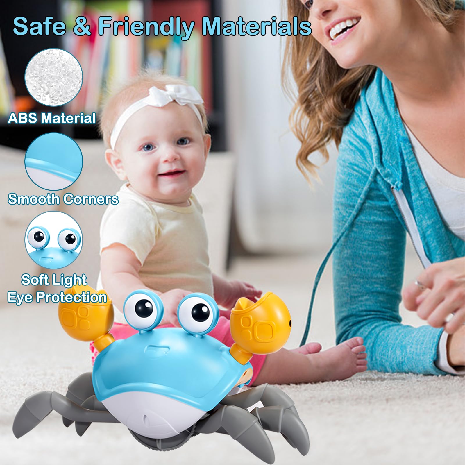 Rechargeable LED Music Baby Crab Toy - Crawling Infant Gift for 0-4 Years | Tummy Time & Sensory Play