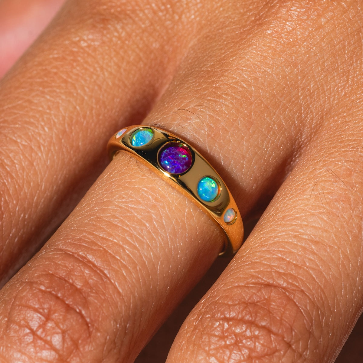 Blue Opal Ombre Via Ring - Elegant Stackable Dainty Ring for Women, Perfect for Everyday Wear, Gift Giving & Special Occasions