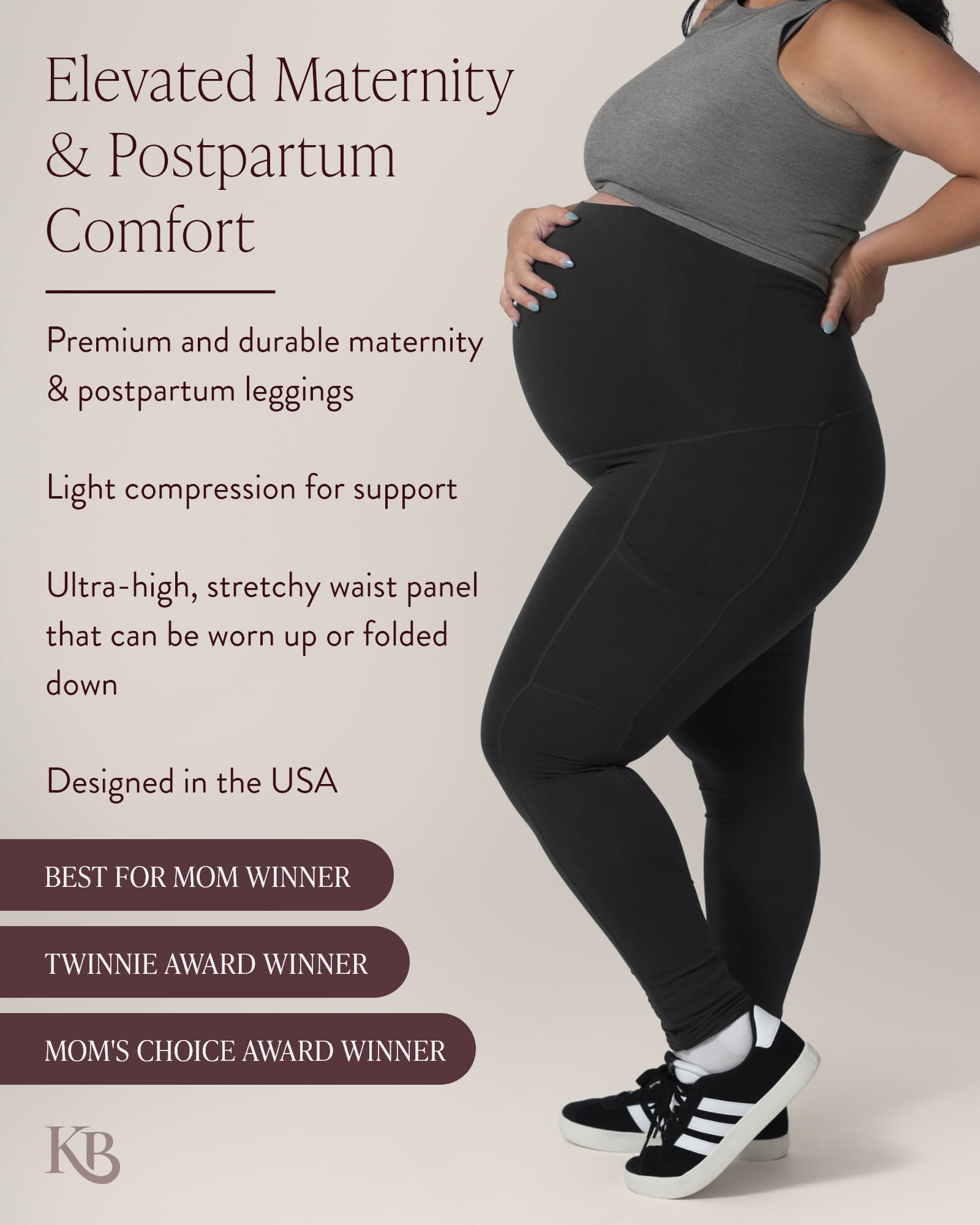 Kindred Bravely Louisa Ultra High-Waisted Maternity Leggings for Pregnancy - Comfortable Over The Bump Support for Workouts, Yoga & Everyday Wear