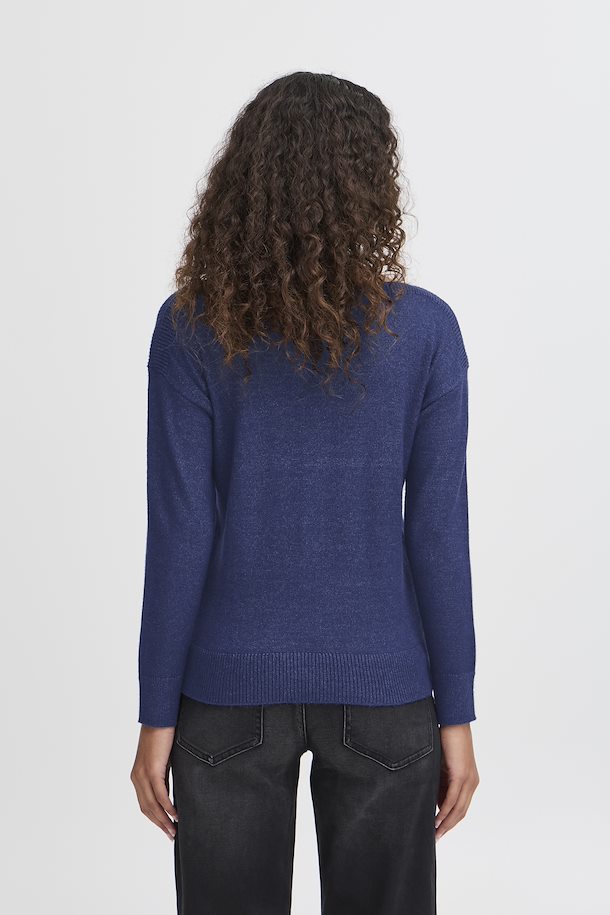 Ella Boat Neck Jumper - Medieval Blue Cotton Knit Sweater for Women | Casual Fall & Winter Wear | Perfect for Office, Dating & Weekend Outfits