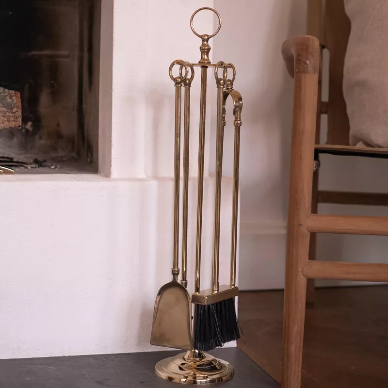 Eldgaffelset Brass Ring - Elegant Fireplace Poker Set with Decorative Brass Ring for Fireplace Accessories | Perfect for Fireplace Maintenance and Home Decor