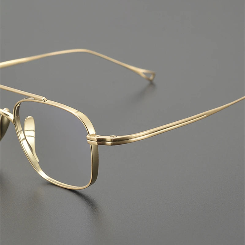 Stylish Black Unisex Titanium Square Eyeglasses with Double Bridge - K9501 | Perfect for Work, Reading & Fashion Accessories