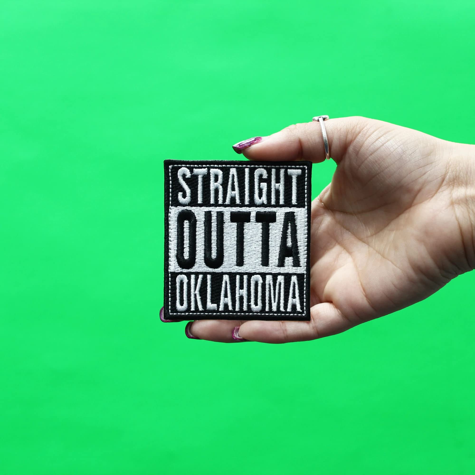 Straight Outta Oklahoma Embroidered Iron On Patch - Perfect for Denim Jackets, Hats & Backpacks | DIY Customization for Clothing & Accessories