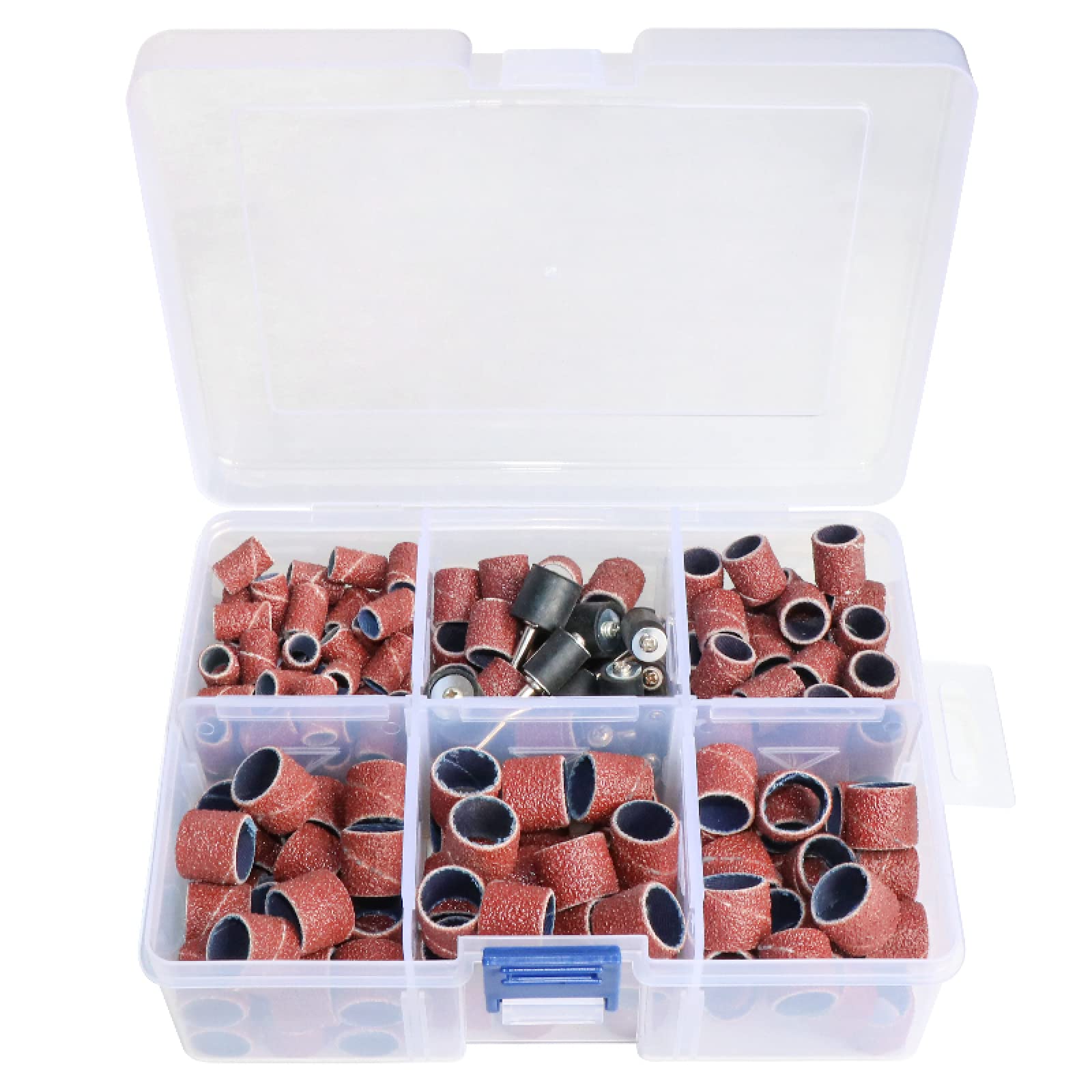 80-600 Grit Sanding Drum Set with Mandrels & Bands - Fits Rotary Tools & Electric Manicure Machines - 104pc Nail Drill Grinding Bits Kit for Professional & Home Nail Care, Woodworking, Metal Polishing & DIY Crafts