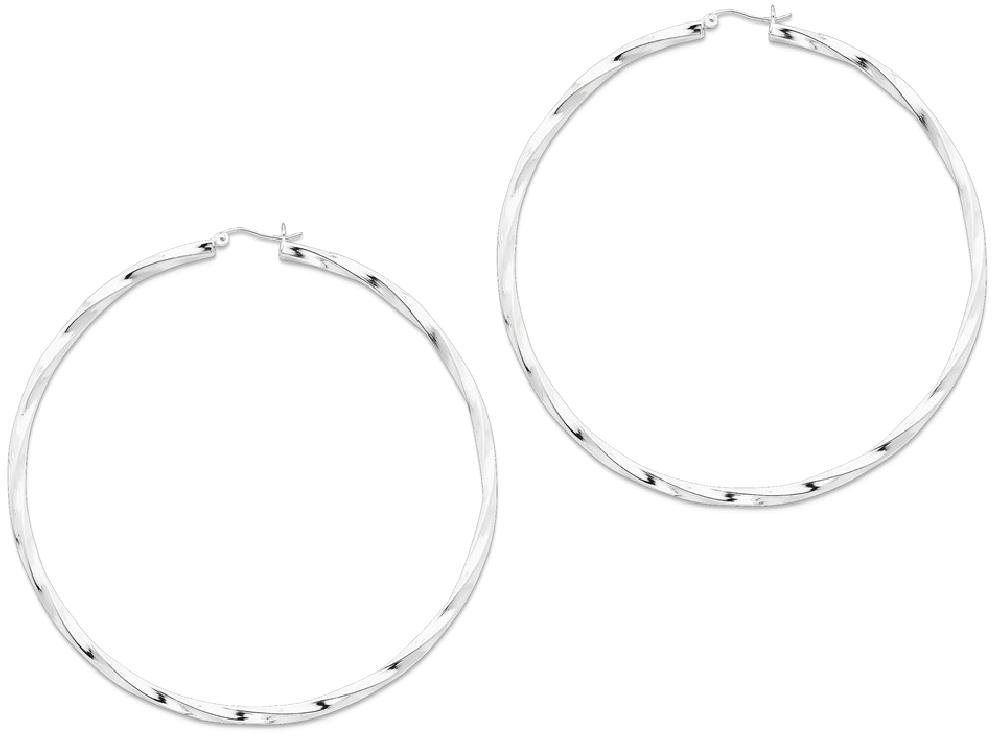 925 Sterling Silver Twisted Round Extra Large Hoop Earrings for Women | Trendy Chunky Statement Jewelry | Perfect for Parties, Weddings & Everyday Wear